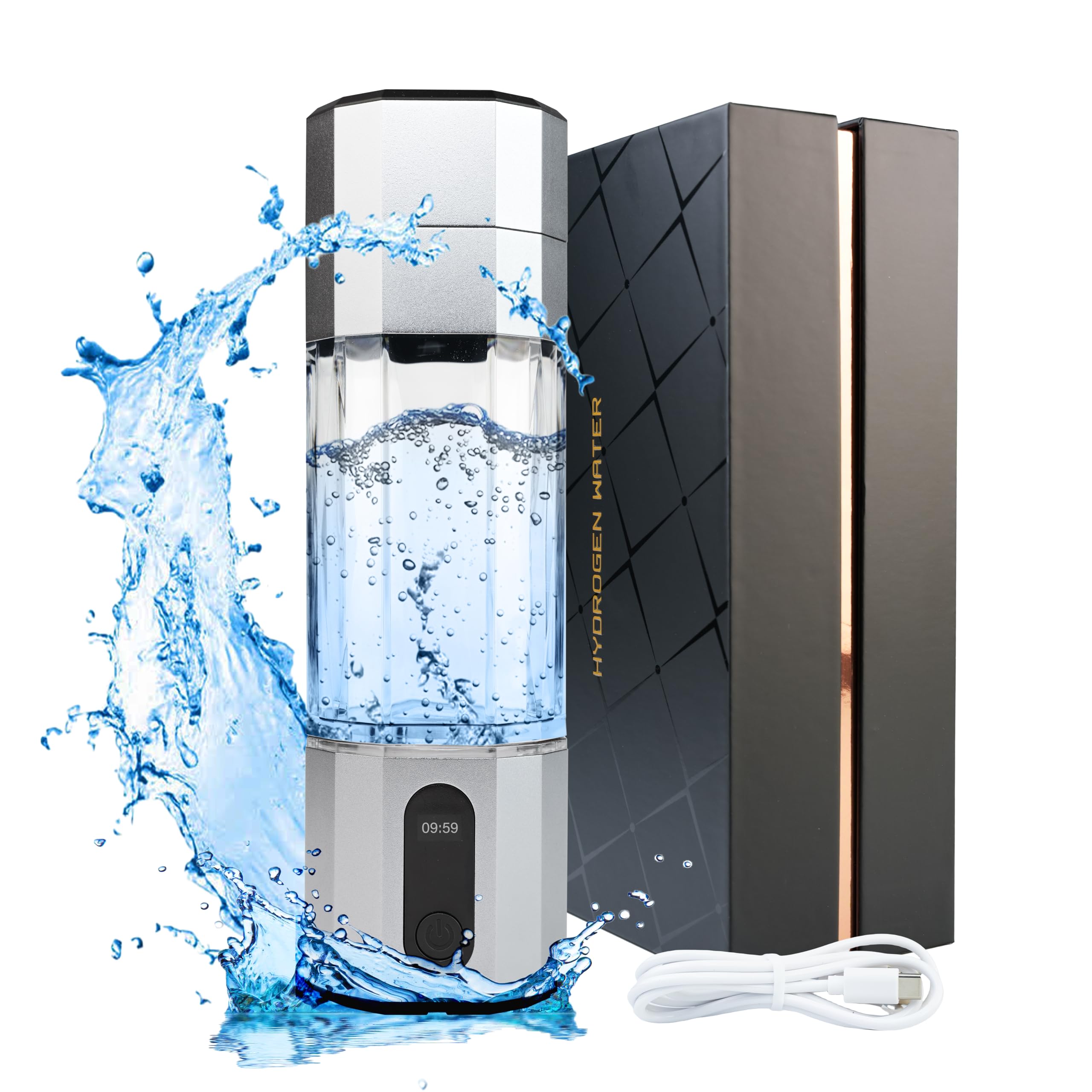 Hydrogen Water Bottle Generator with 10000PPB Hydrogen Production LED Display Portable Hydrogen Water Machine for Home, Gym, Travel, Office Hydro Bottle Suitable Gift for Love Friend Family