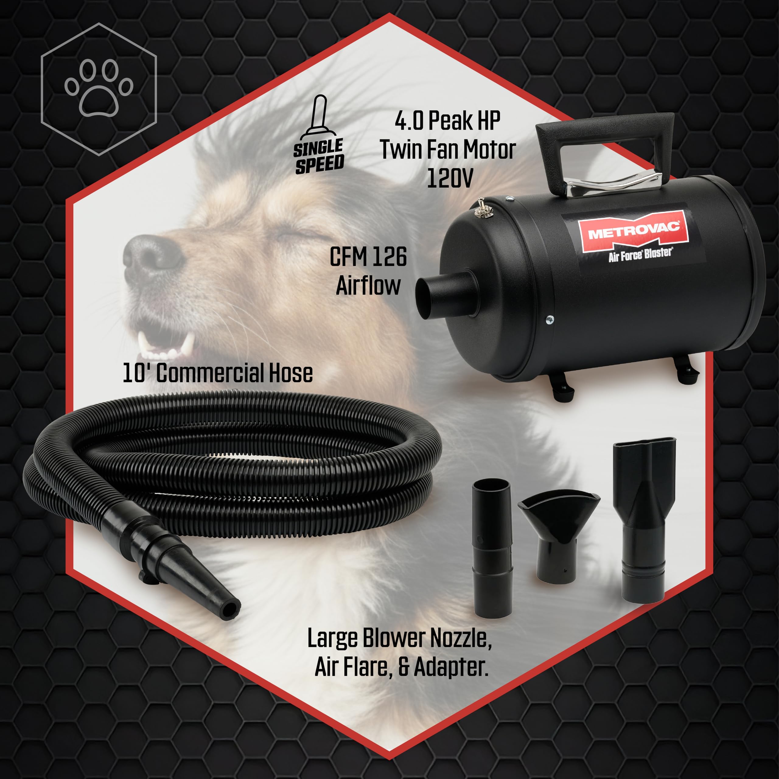 Amazon.com: METROVAC Air Force Blaster B-3 Single Speed Dog Hair