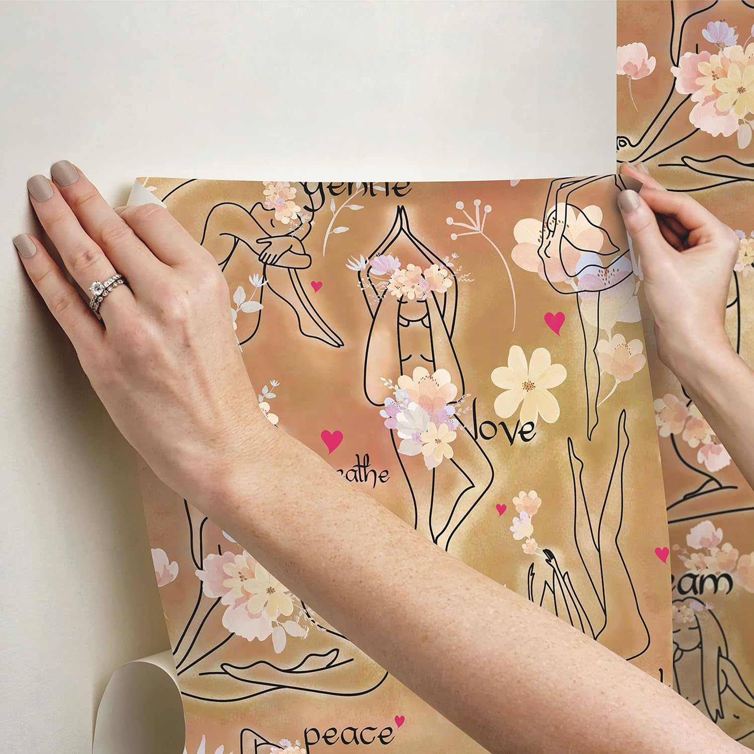 RoomMates RMK12197RL Yoga Goddesses Peel and Stick Wallpaper
