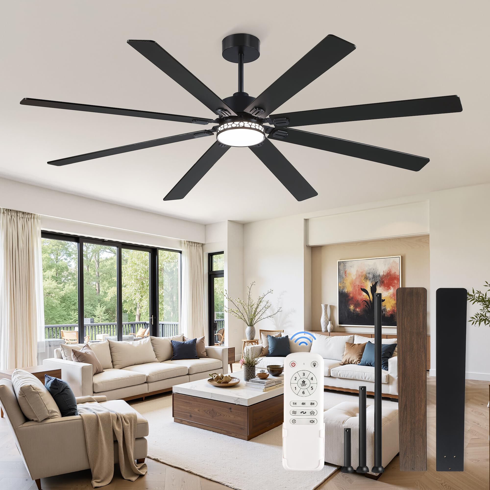 Fanbulous 84 Farmhouse Ceiling Fan with Light and Remote
