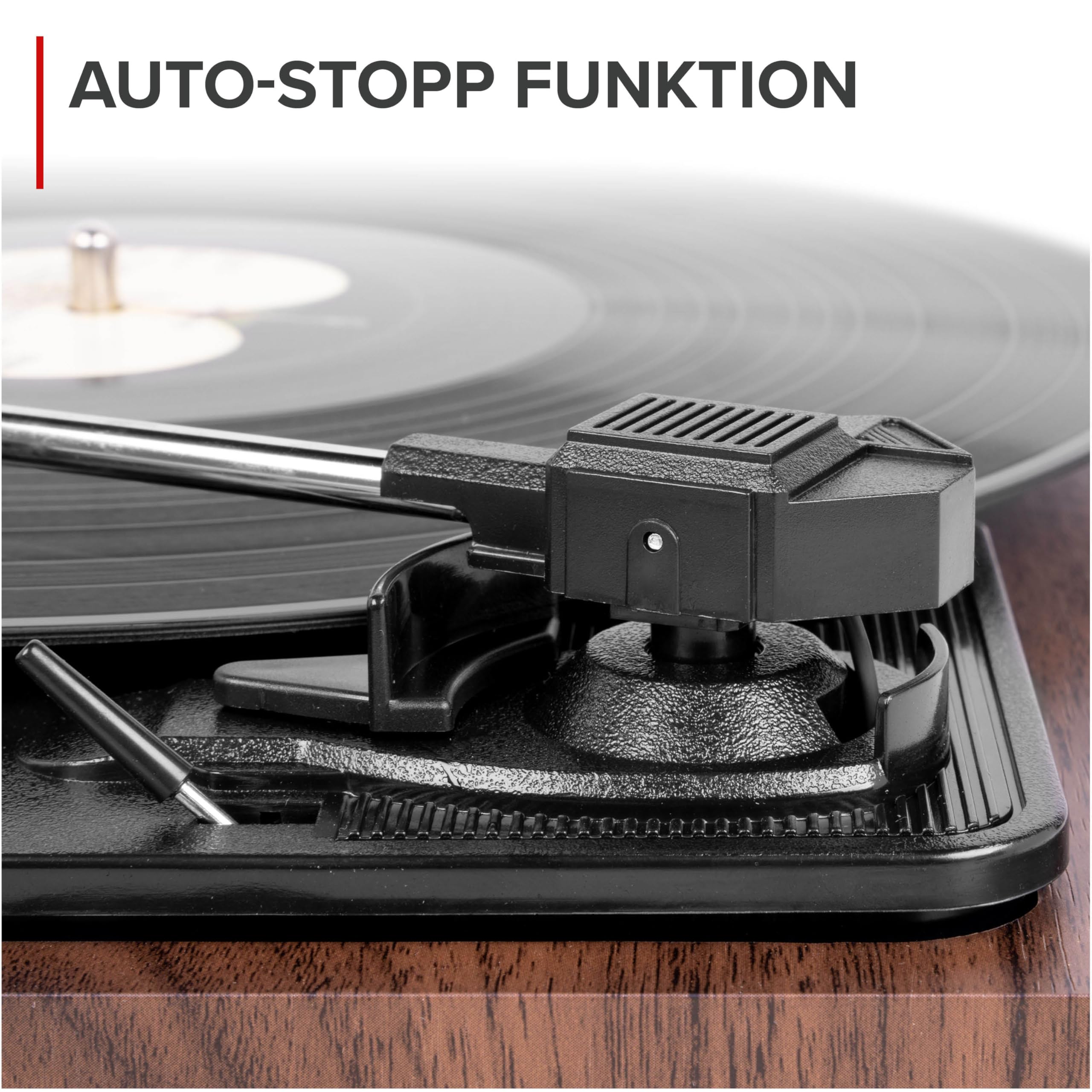 Audizio RP325W Retro Plattenspieler mit Lautsprecher & Bluetooth In/Out, Schallplattenspieler mit Boxen 60 Watt – Vinyl Player Holzoptik – Record Player mit Vorverstärker & Auto-Stop – Turntable Vinyl