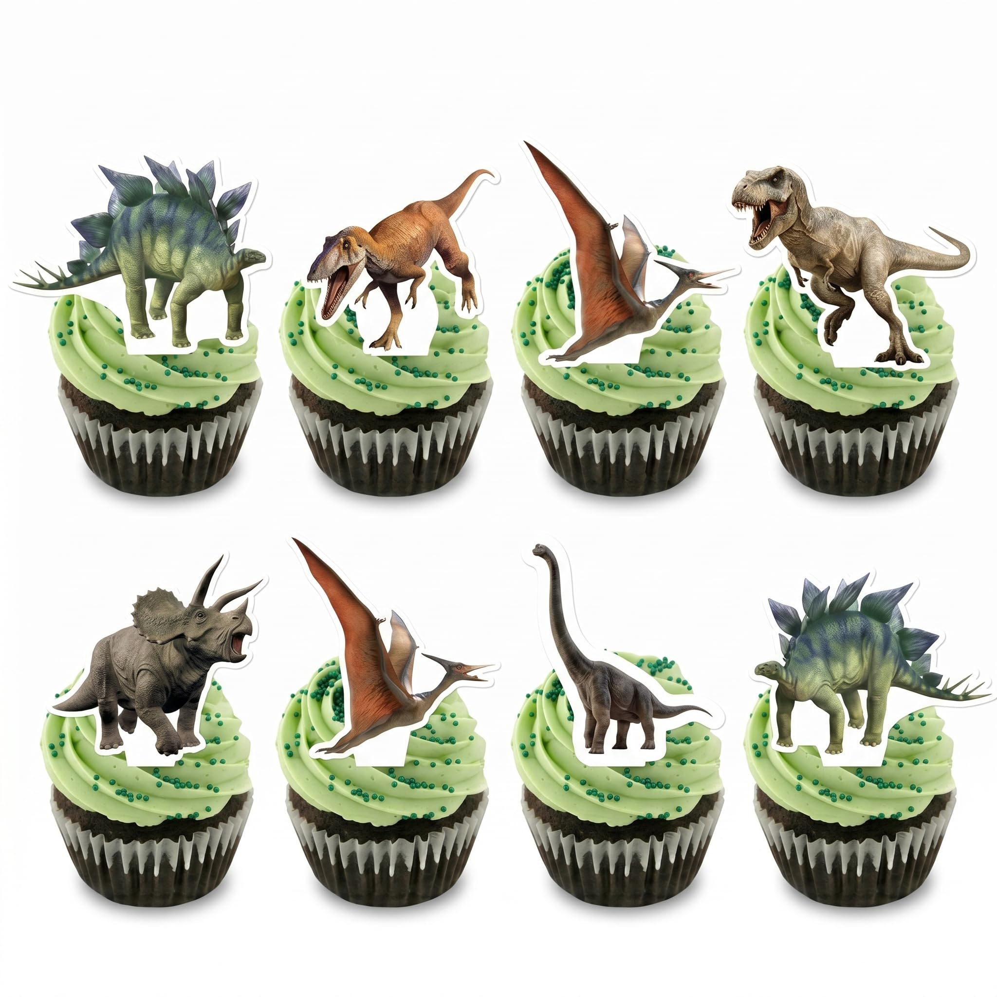 24 Pieces Dinosaur Cupcake Toppers, Roaring Dino Cake Decorations for Kids Boys, Dinosaur Theme Birthday Party Supplies,Maslasee, Party Favours Baby Shower Cake Decorations