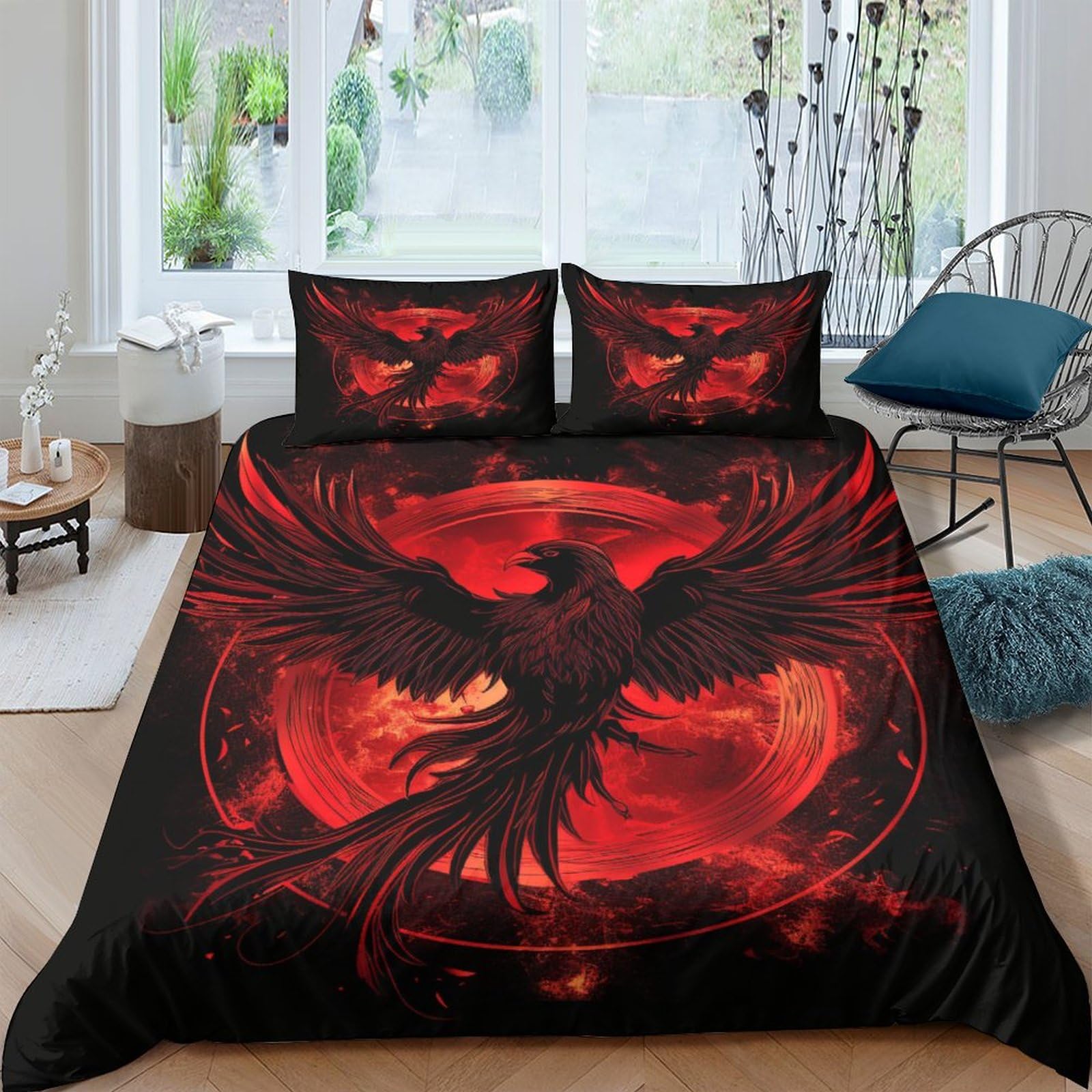Housse de couette motifs animaux Phénix parure de lit 3D 200x200 microfibre imprimée