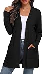 Qixing Chandail femme Cardigan ouvert avant léger Cardigan à manches longues Cardigans avec poches