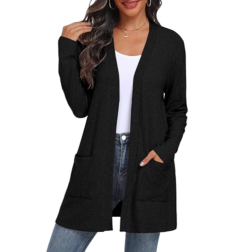 QIXING Women's Sweater Cardigan Open Front Lightweight Cardigan Long Sleeve