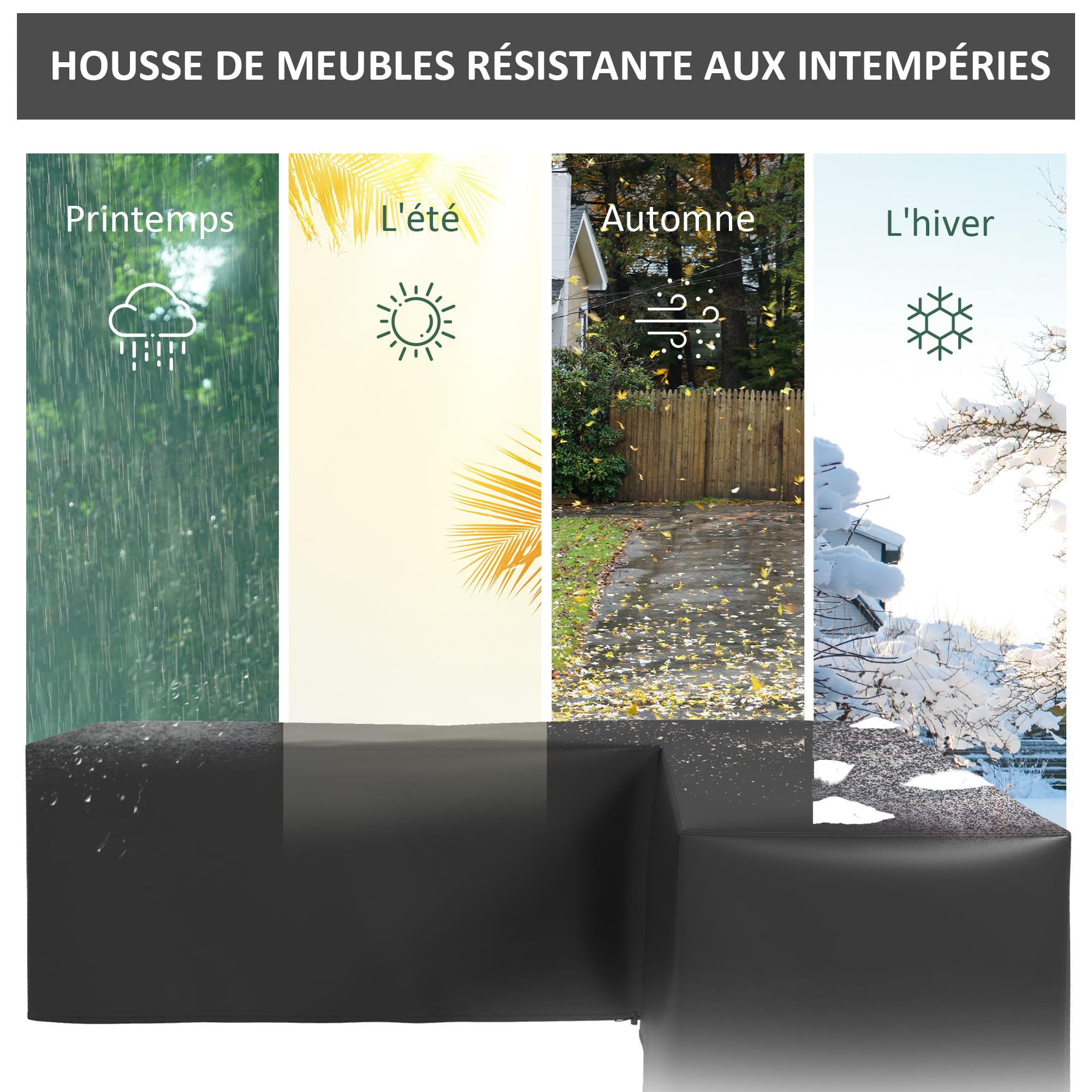 Outsunny Housse de Protection Étanche d'Angle 250L x 250l x 79H cm Noir