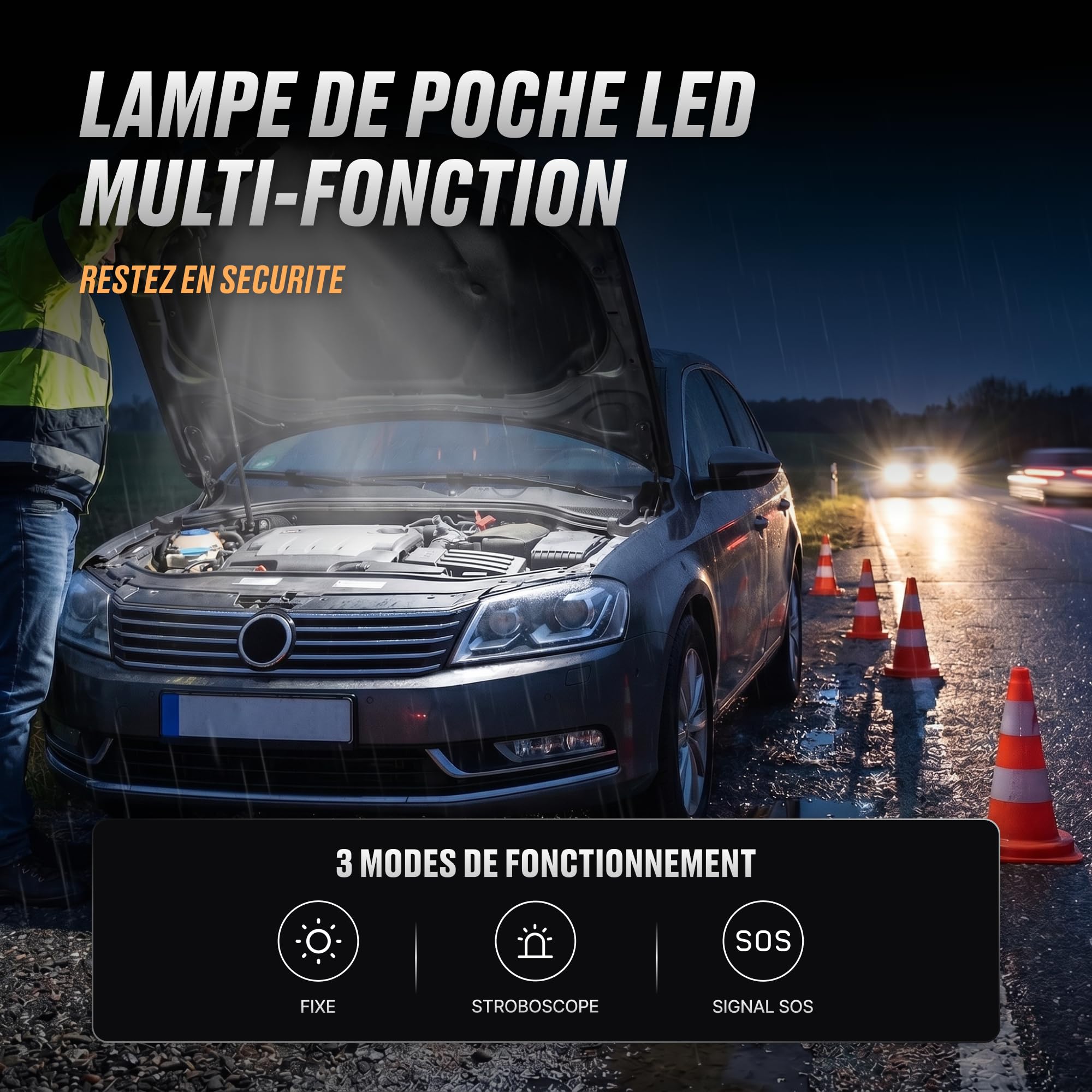 Booster Batterie Voiture Multifonctions I Démarreur de Batterie 12V Essence & Diesel I Compresseur d'air Gonfleur Pneus I Chargeur USB Rapide I Éclairage LED & SOS I Écran LCD I Démarreur de Secours