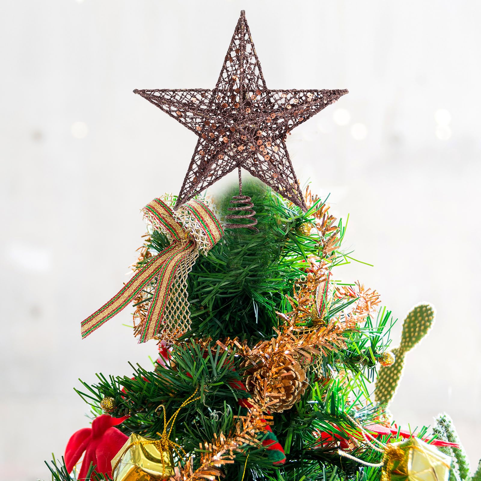 Snapklik.com : 10 Inches Coffee Christmas Star Tree Topper Xmas Tree ...