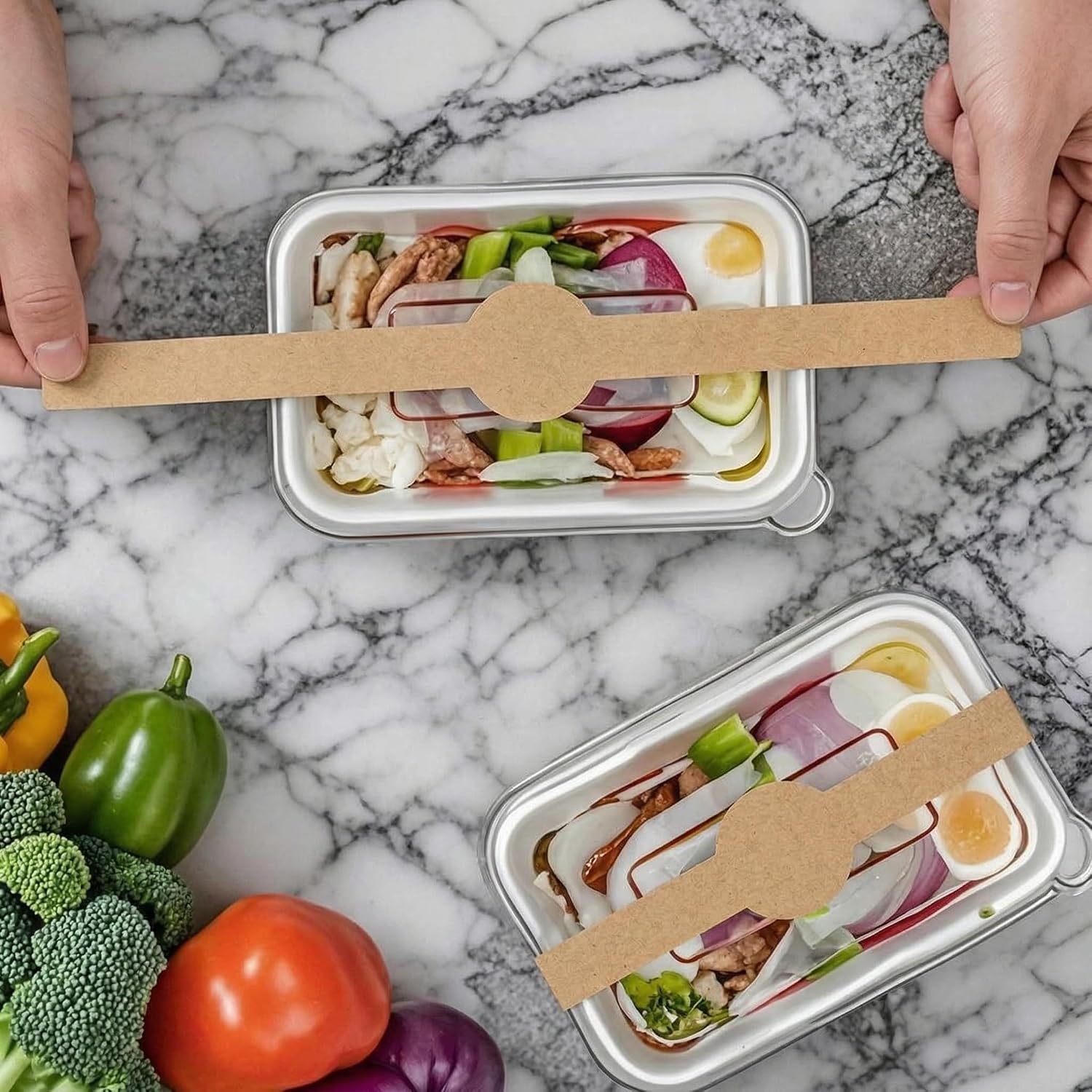 200 Pcs Packaging Bands 12 x 1.5 Inch Kraft Paper Label Stickers Self Adhering Belly Bands Disposable Kraft Sealing Stickers for Packaging Supplies Keeps Take Out Containers Sealed image 4