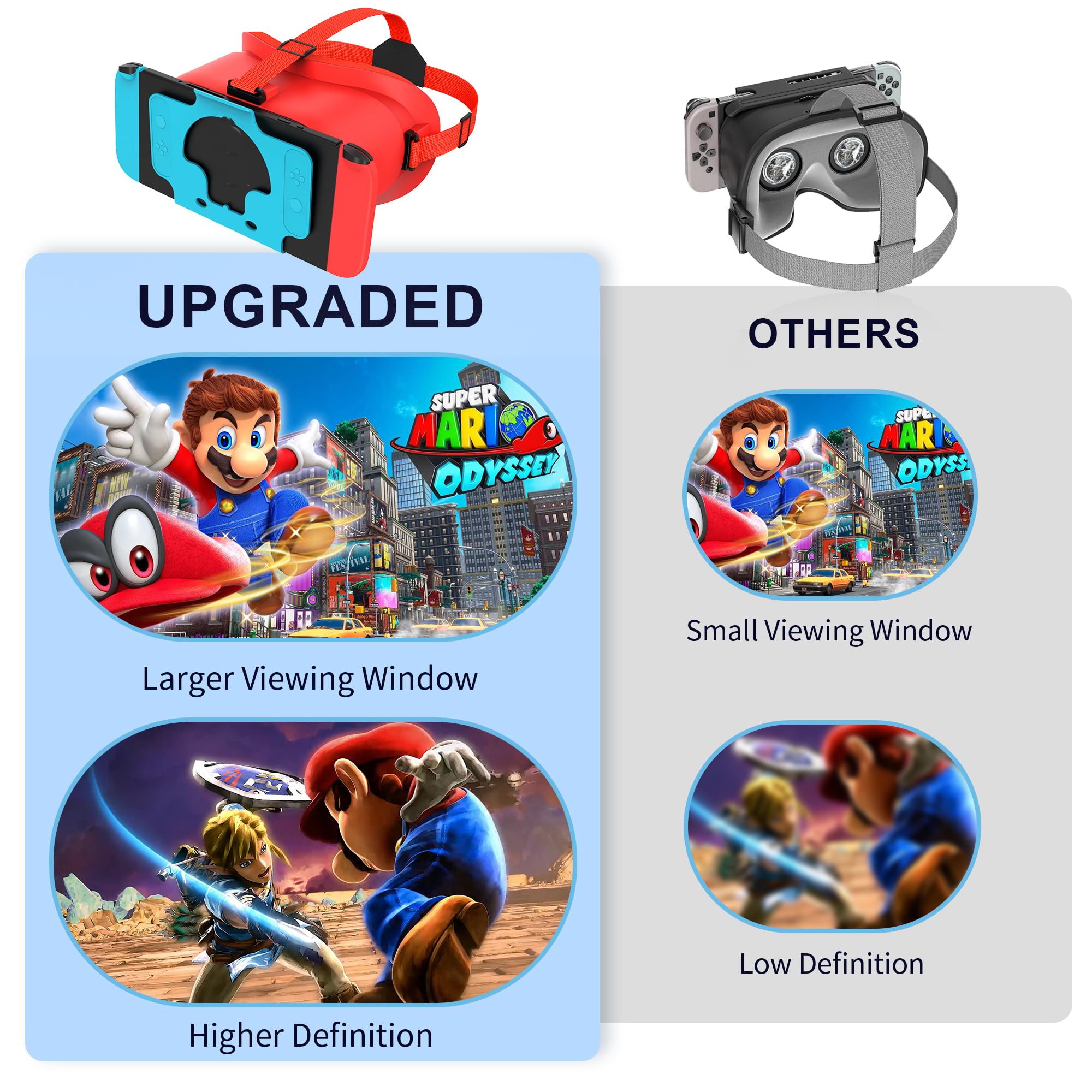 Casque VR 3D Réalité Virtuelle pour Nintendo Switch OLED avec Lentilles Réglables