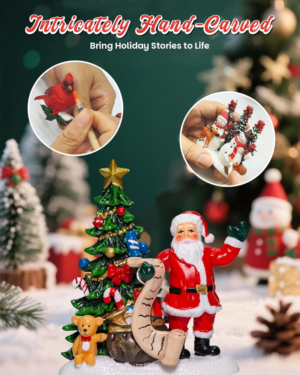 Christmas Santa Snow Globe Light up Lantern with 8 Songs, 6.69" Red Christmas Snow Globes for Kids Adults, 6H Timer & Dual Power, Snowglobes Christmas Decorations Indoor, Gifts for Women Men - Image 2