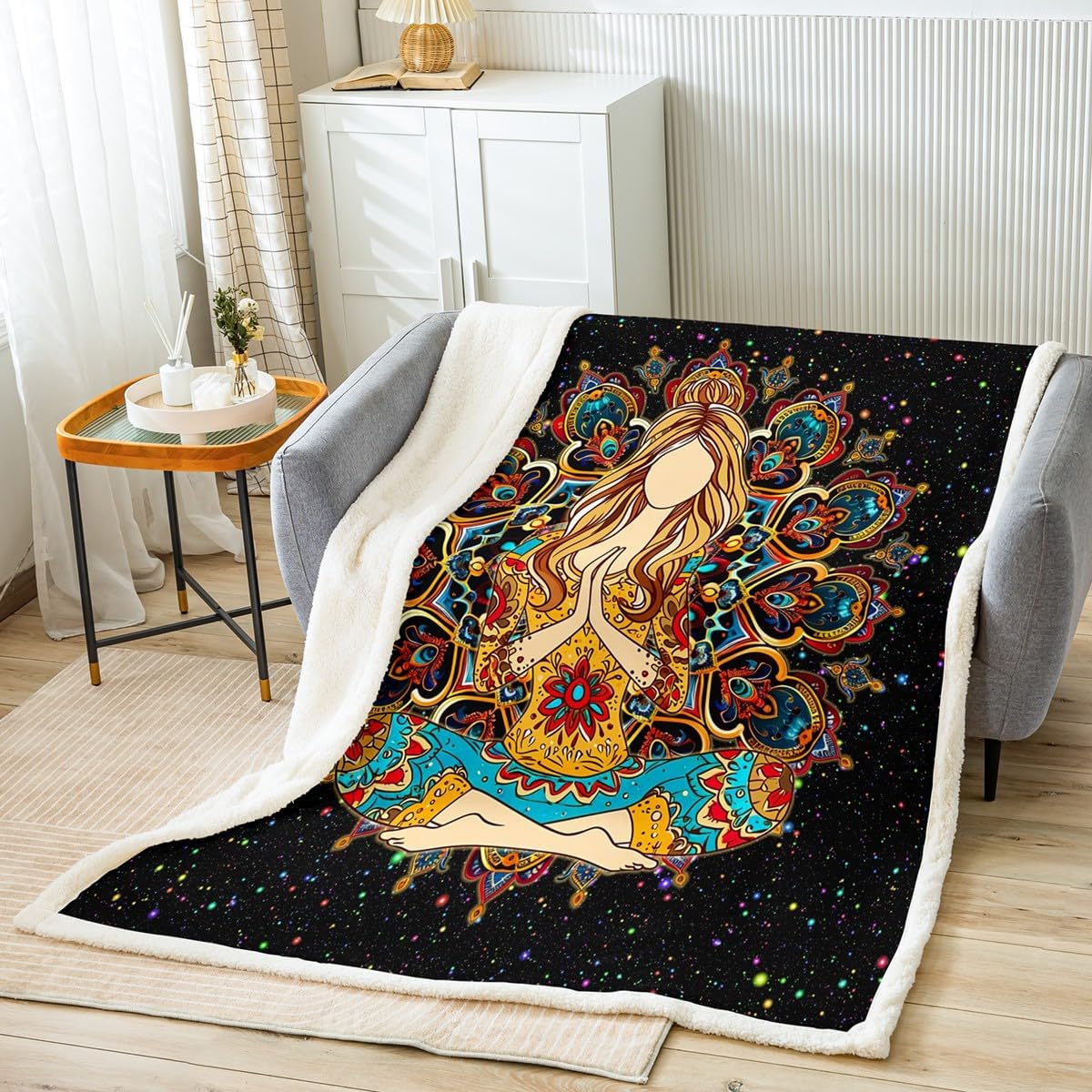 Shark Throw Blanket,Underwater World Diver Blankets,Colorful Fish Sea Life Fleece Blanket for Kids Girls Boys Teens Room Decor,Retro Oil Art Painting Sherpa Blanket,for Chair/Sofa,40"×50"