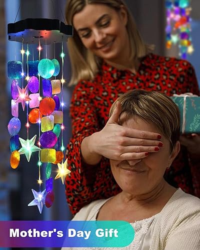 Vista 24 de Toodour Campanillas de viento solares para exteriores, luces colgantes de Pascua pastel con 2 modos, luces de conchas de luz regalos para mamá