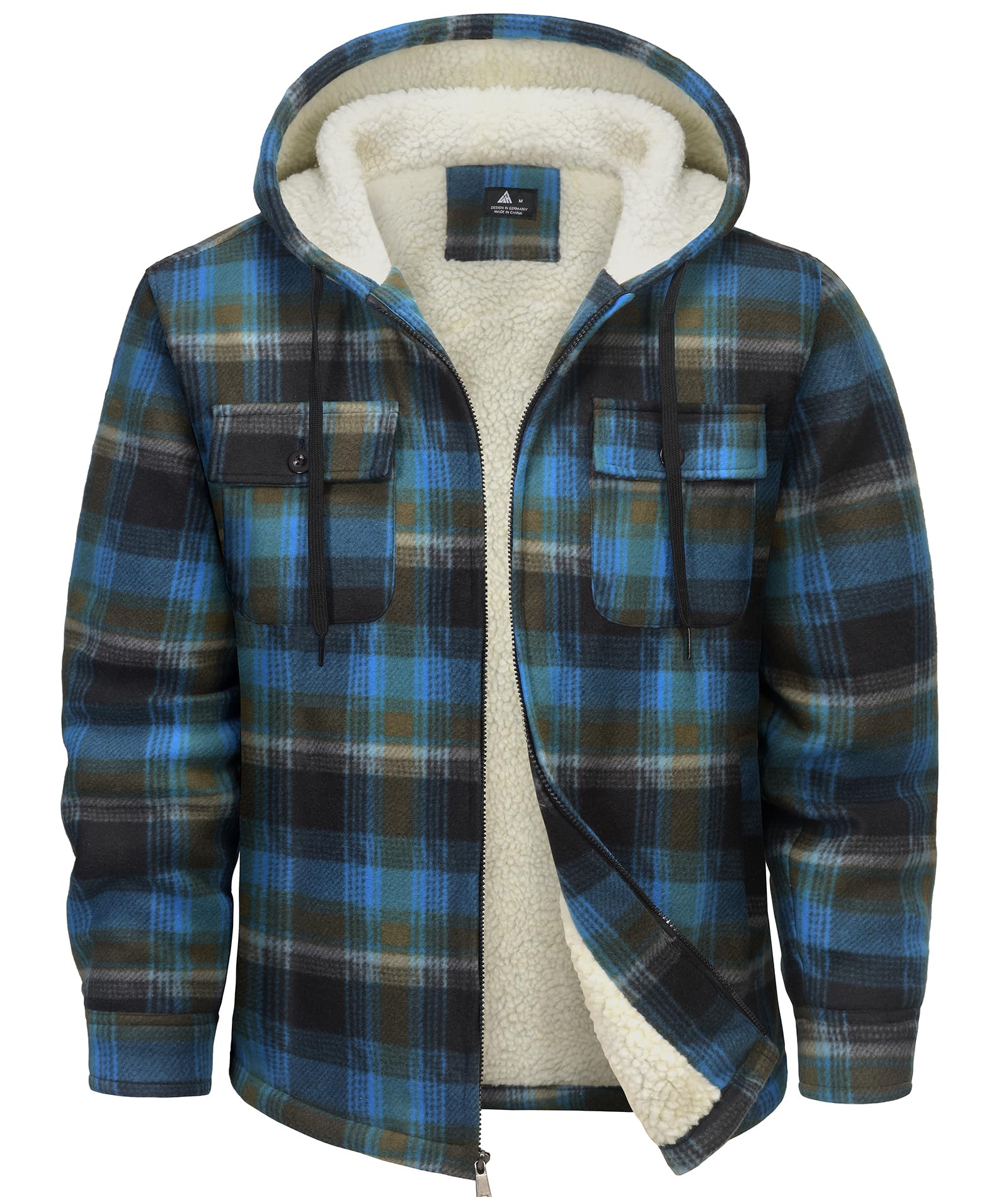 SwissWell Camicia Boscaiolo Uomo Giacca Flanella a Quadri Spessi Fodera di Peluche Felpa Cappuccio Foderata Casual Uomo Felpa con Cappuccio in pile Giacca Invernale con Tasca