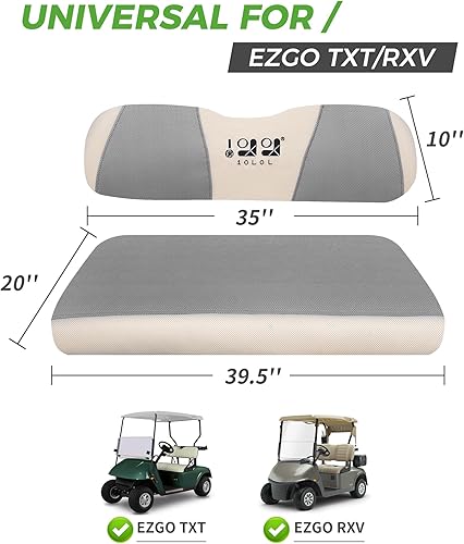 Vista 26 de 10L0L Kit de fundas de asiento de carrito de golf, ajuste universal para asientos delanteros EZGO TXT/RXV Tela de malla transpirable Fácil negro