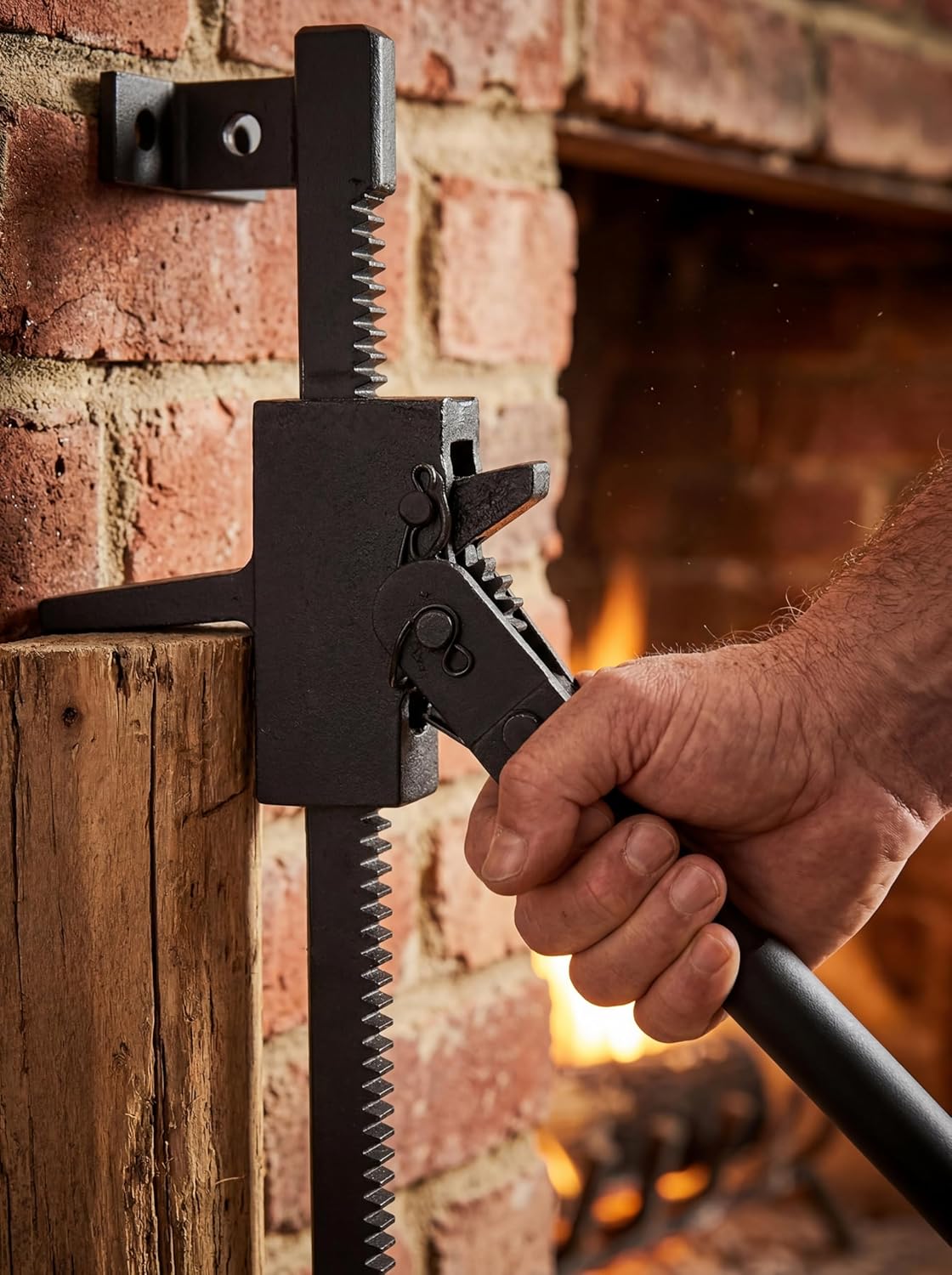 Manual Log Splitter Wall Mounted, Heavy Duty Carbon Steel Firewood Splitter, Leverage Principle Wood Cutter with Ergonomic Handle for Home Fireplace, Camping, Patio, Kindling Splitting