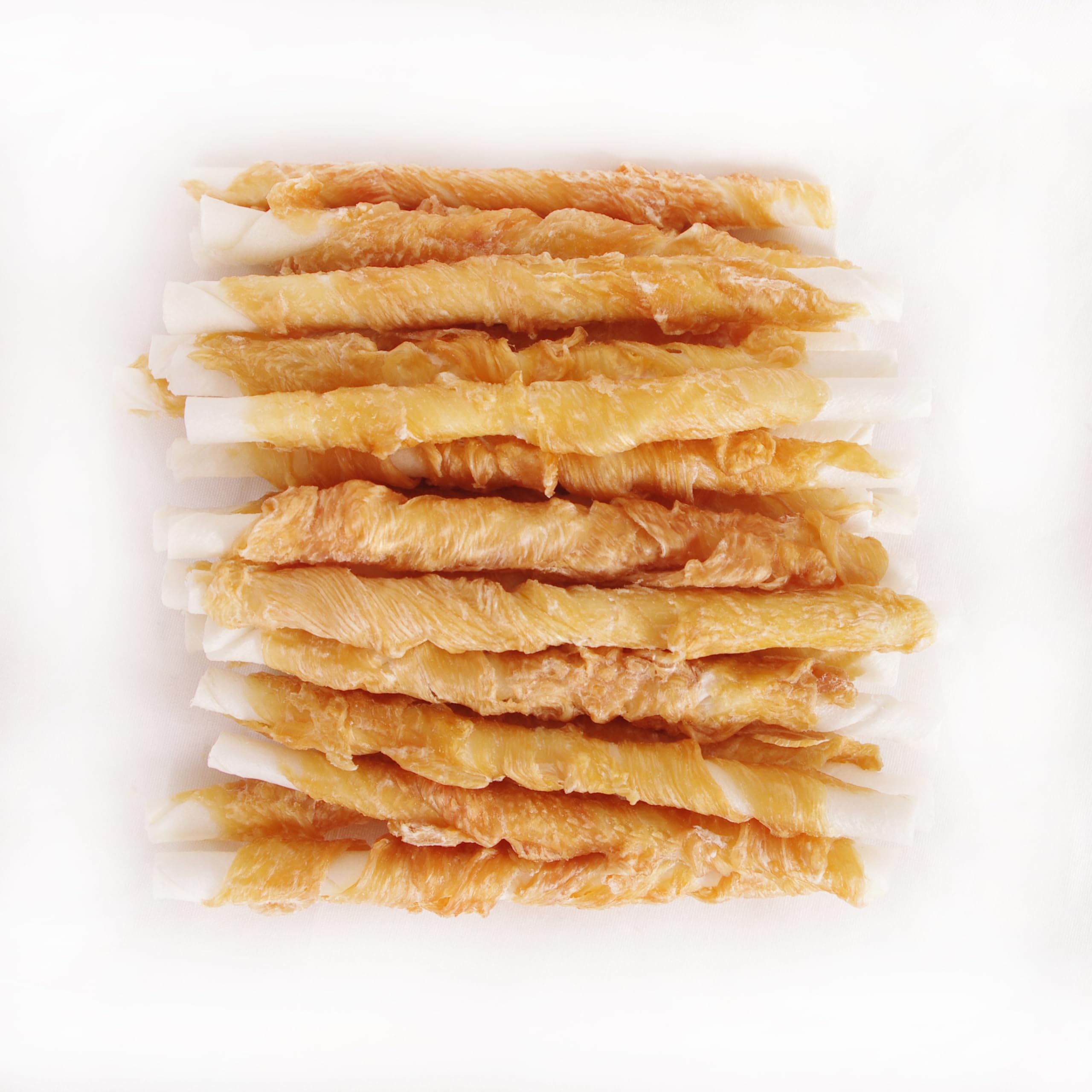 FOURPAW Dog Treats, 5 Inch Natural Chicken Wrapped White Rawhide Sticks, Suitable for Puppy and Small Dogs, Pack of 8oz.