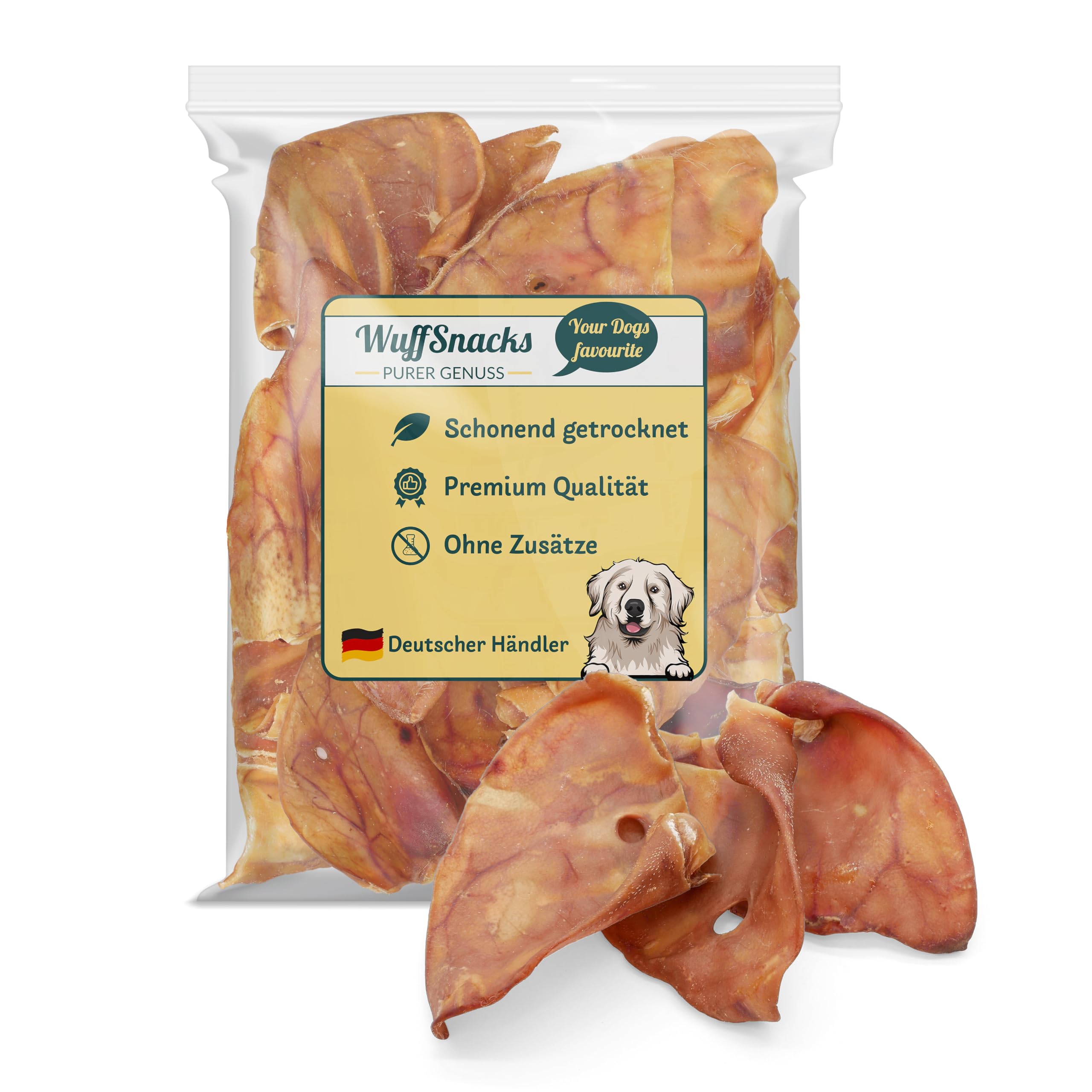 Orecchie di maiale per cani, 25 pezzi, 100% naturali, orecchie di maiale secche, orecchie di maiale