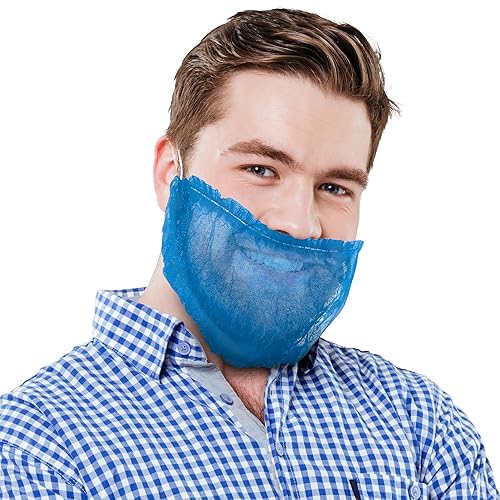 EZGOODZ Redes desechables azules para barba para el trabajo, 18 pulgadas. Paquete de 100 fundas desechables de polipropileno para barba para