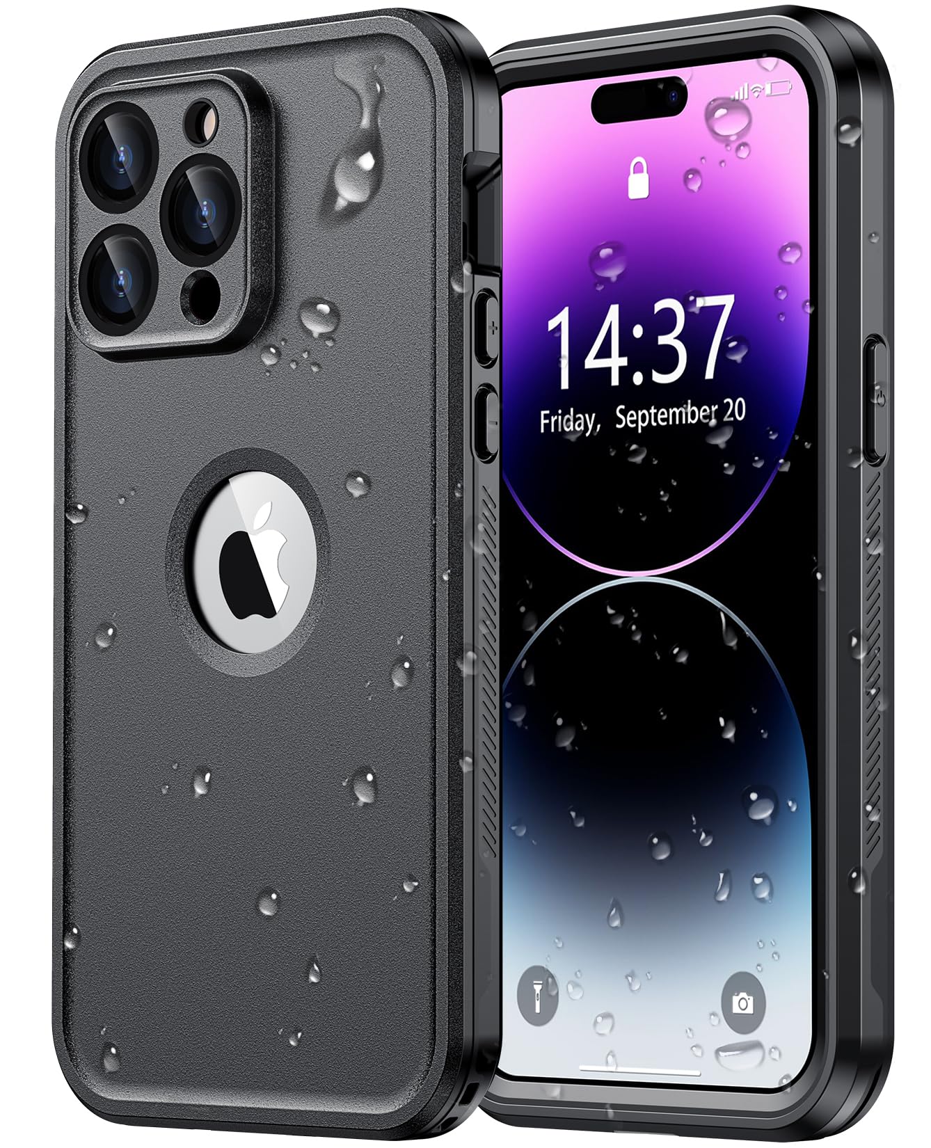 Temdan for iPhone 14 Pro Case Waterproof [Built-in 9H Tempered Glass Camera Lens & Screen Protector] [Full Body Protection] [IP68 Waterproof]