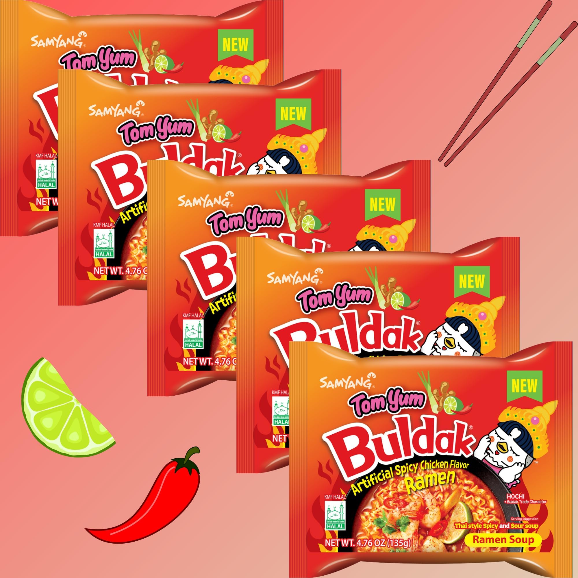 NEW Tom Yum Buldak Chicken Flavor Fire Challenge Ramen Instant Noodles