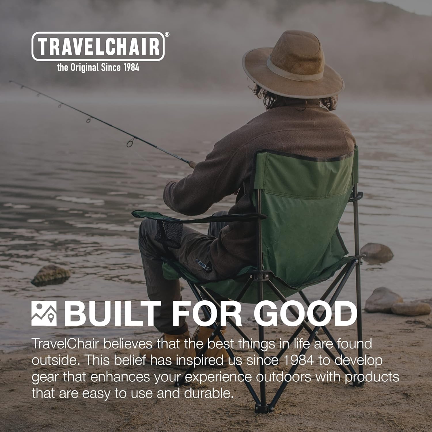 Travel Chair C-Series Rider Chair, Foldable and Portable Camping Chair, Black