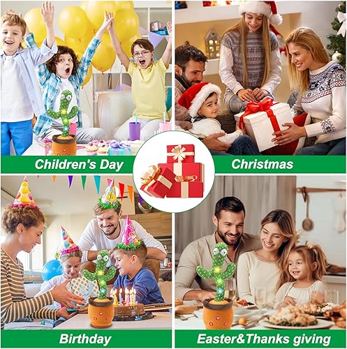 Miniatura 4 de Juguete de cactus que habla bailando, juguetes para bebés, rellenos de calcetines para niños y niñas, interactivo imitando cantar y repetir,