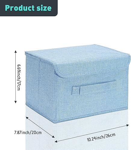 Miniatura 2 de Caja de almacenamiento plegable 2 cajas de almacenamiento con tapas, caja de almacenamiento de lino, utilizada para almacenar juguetes, ropa, papel