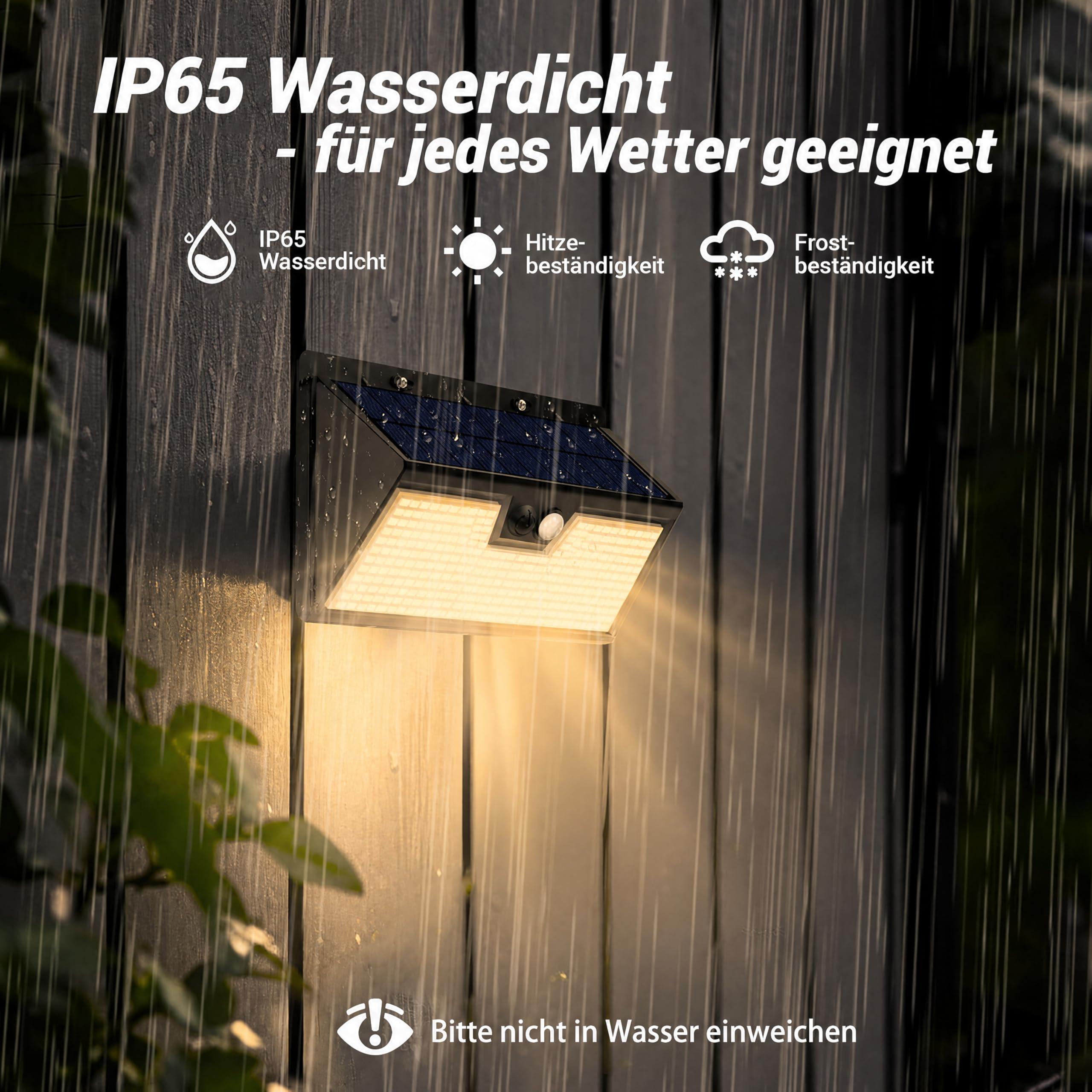 vighep Juego de 4 luces solares de seguridad para exteriores con sensor de movimiento, IP65, impermeables, inalámbricas, luces de pared PIR, para exteriores, jardín, patio, camino (blanco cálido)