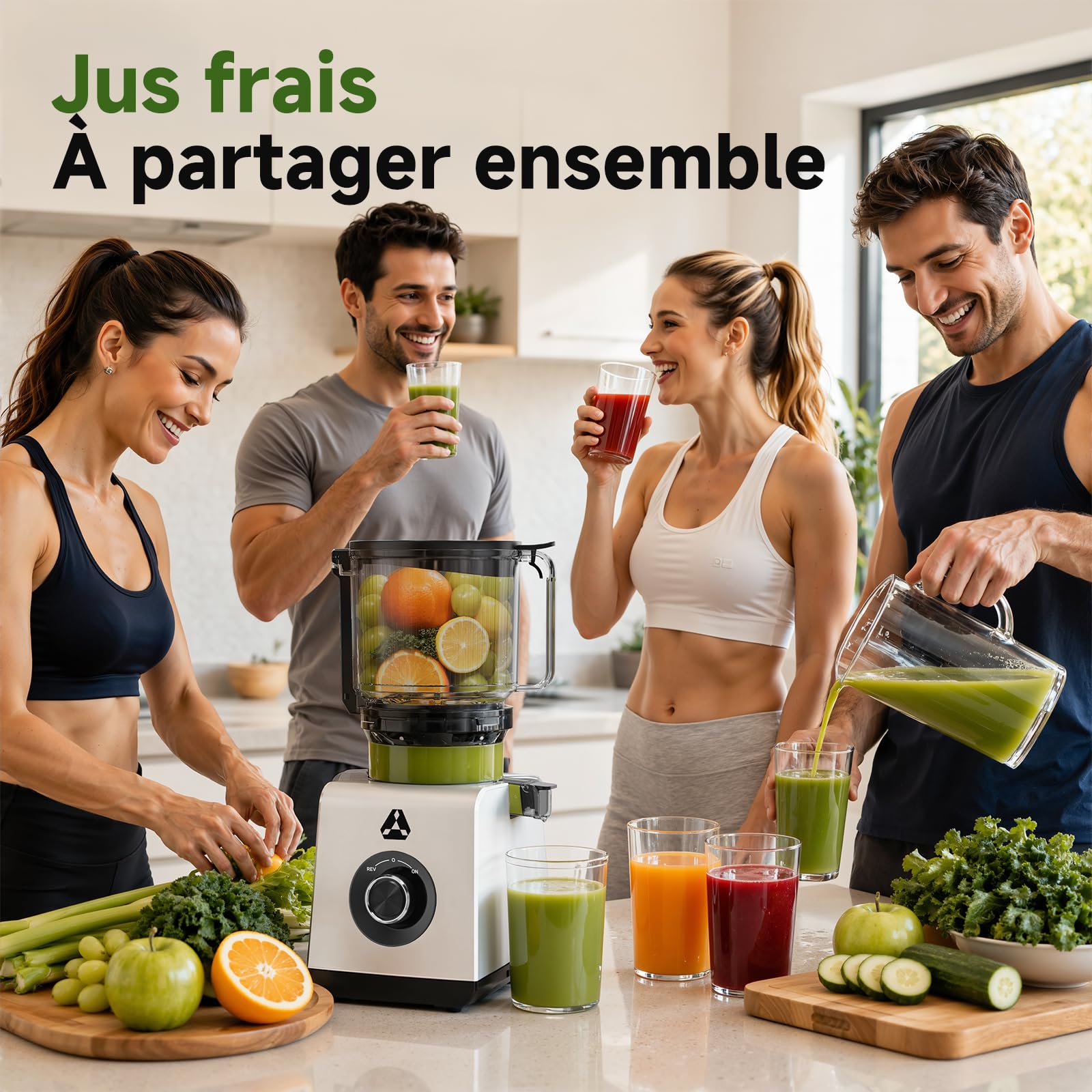 AAOBOSI Extracteur de Jus à Froid 2,5L, Goulotte Extra-Large de 165 mm | pour Fruits et Légumes Entiers, Filtre 3-en-1 (Jus, Sorbets et Boissons Végétales), Rendement Élevé en Jus, Facile à Nettoyer