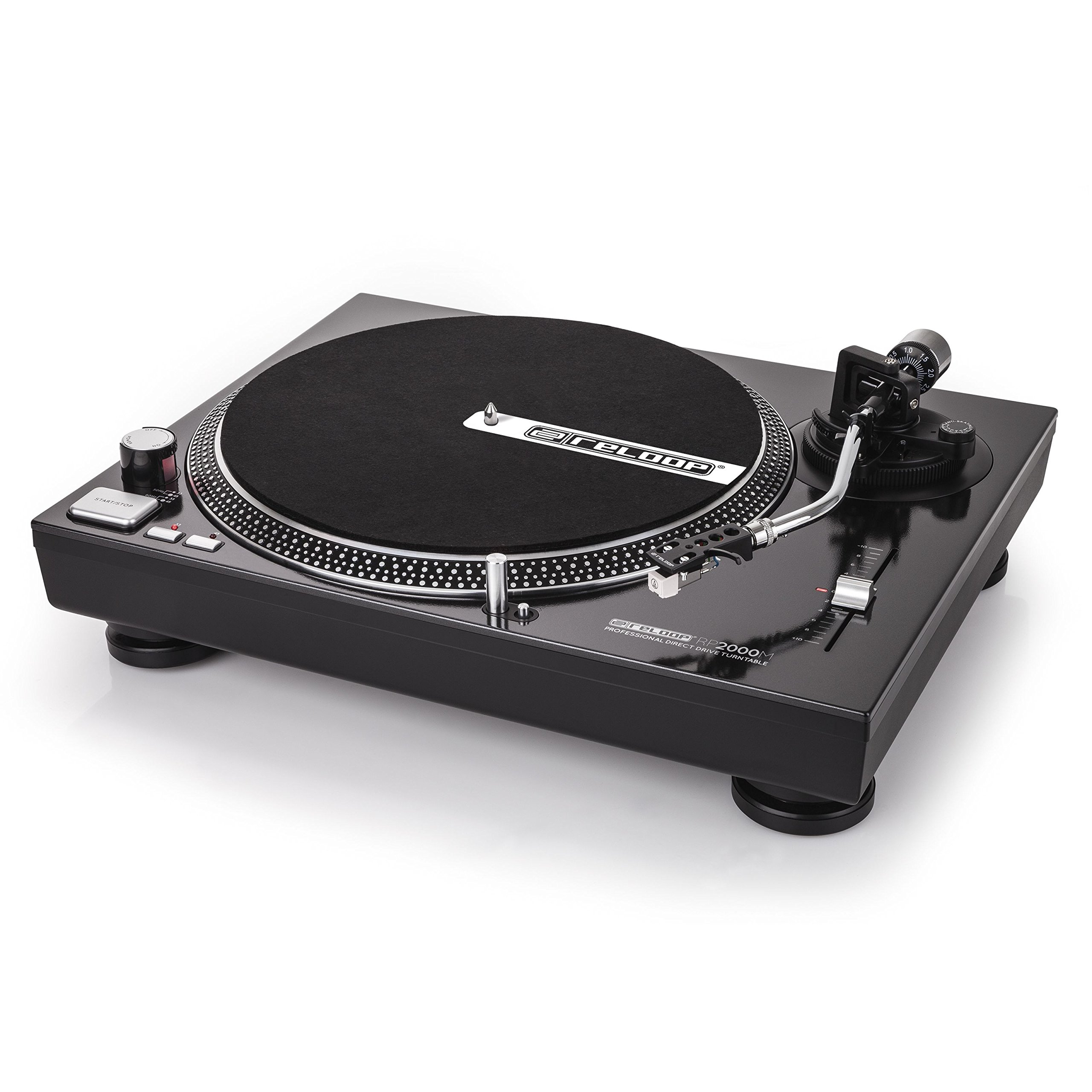 Reloop RP-2000-M DJ Turntable with Quartz Driven Direct Drive, Metallic Black
