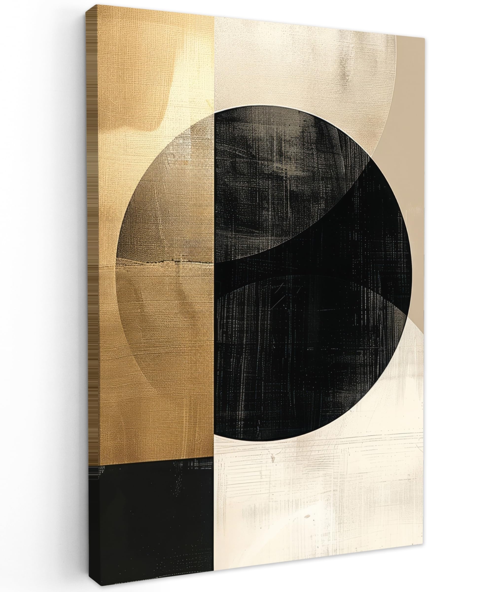 MuchoWow© Canvas Wall Art 8"x12" / 20x30 cm Decor Paintings Prints framed on Canvas Decorations Wallart Abstract - Gold - Black - Art — image 1