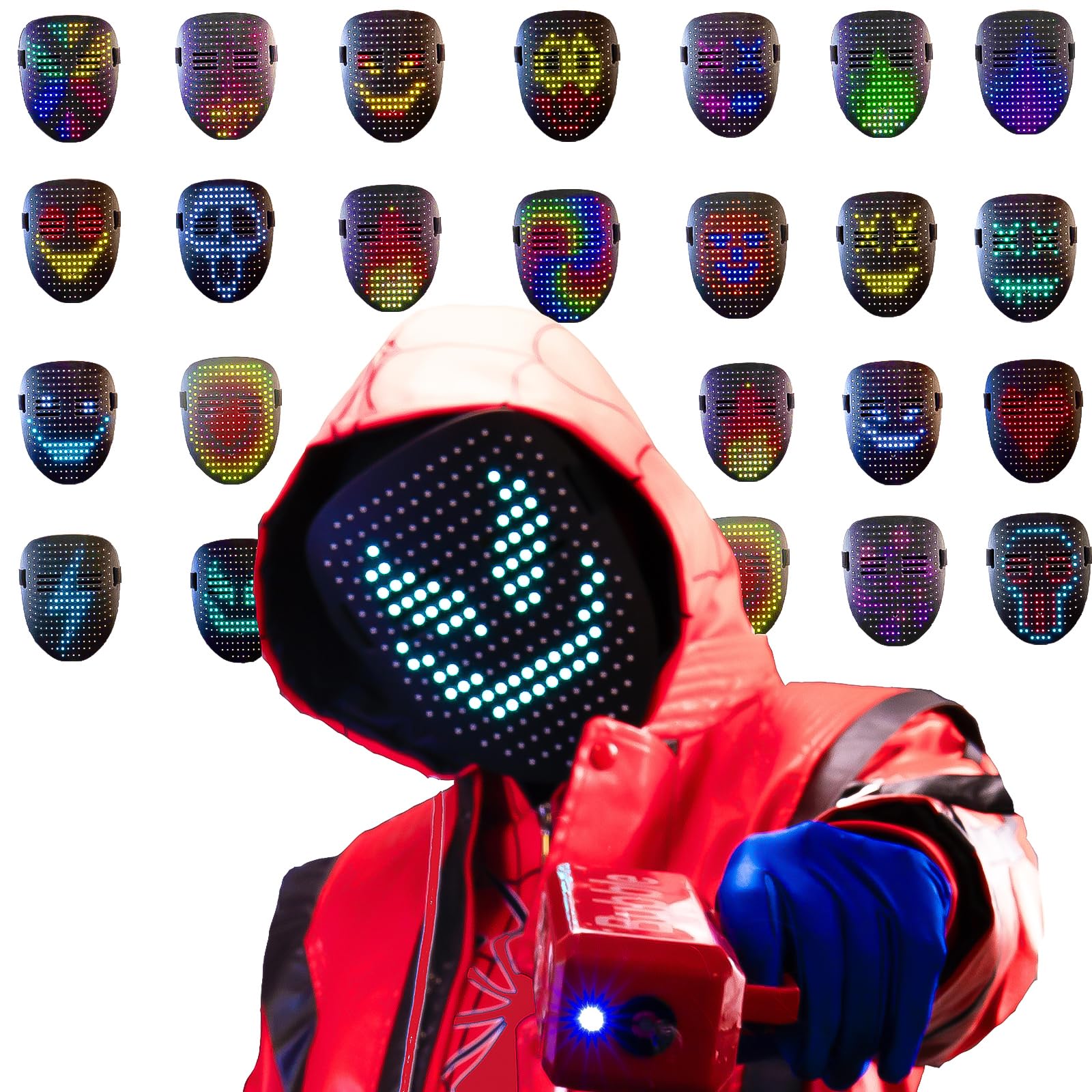 Tarotoo LED Mask for Costume LED Mask Halloween, 50 Faces Transforming with Gesture Sensing