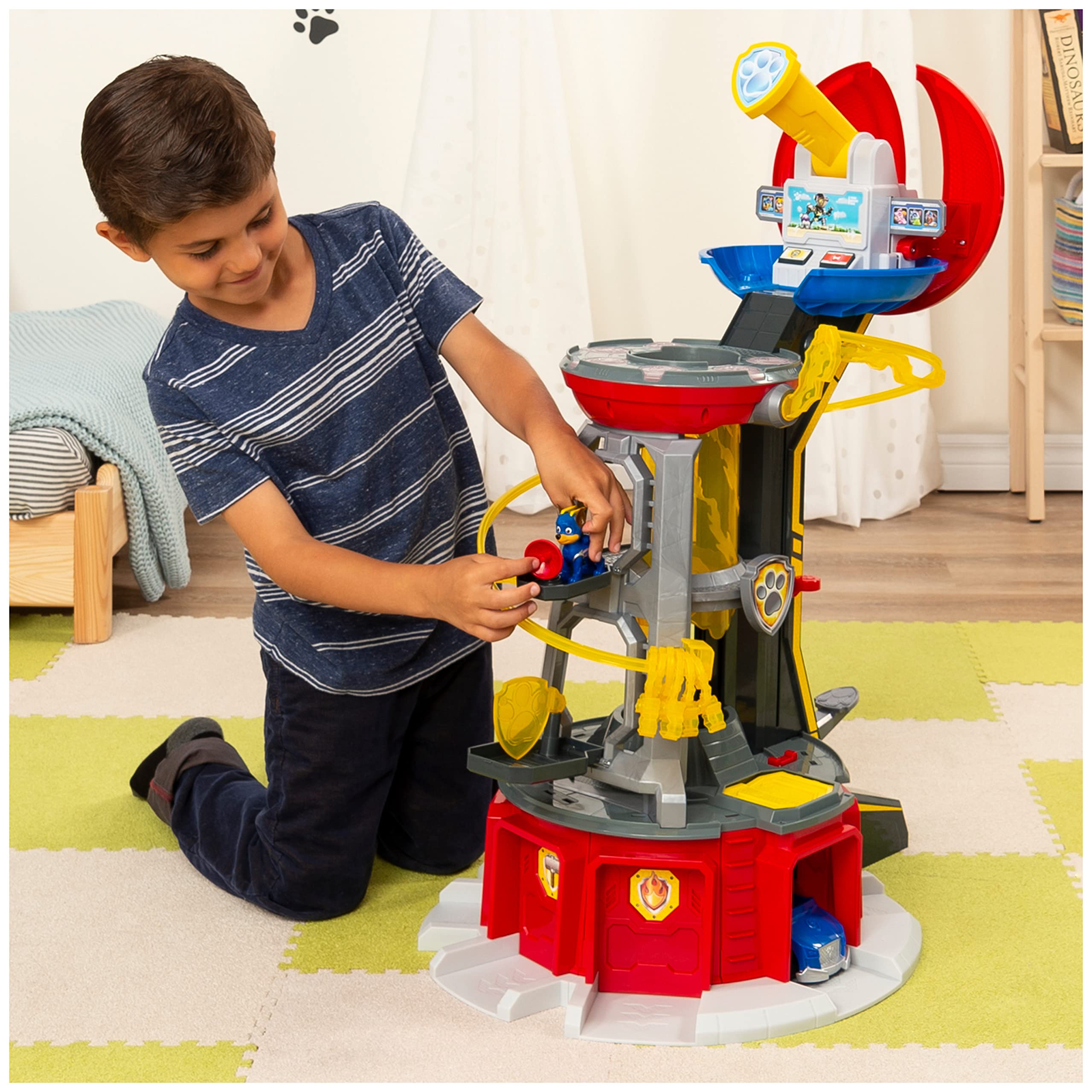 Paw Patrol, Set di Gioco e Torre di Controllo Mighty Pups Super Paws con luci ed Effetti sonori, per Bambini dai 3 Anni in su