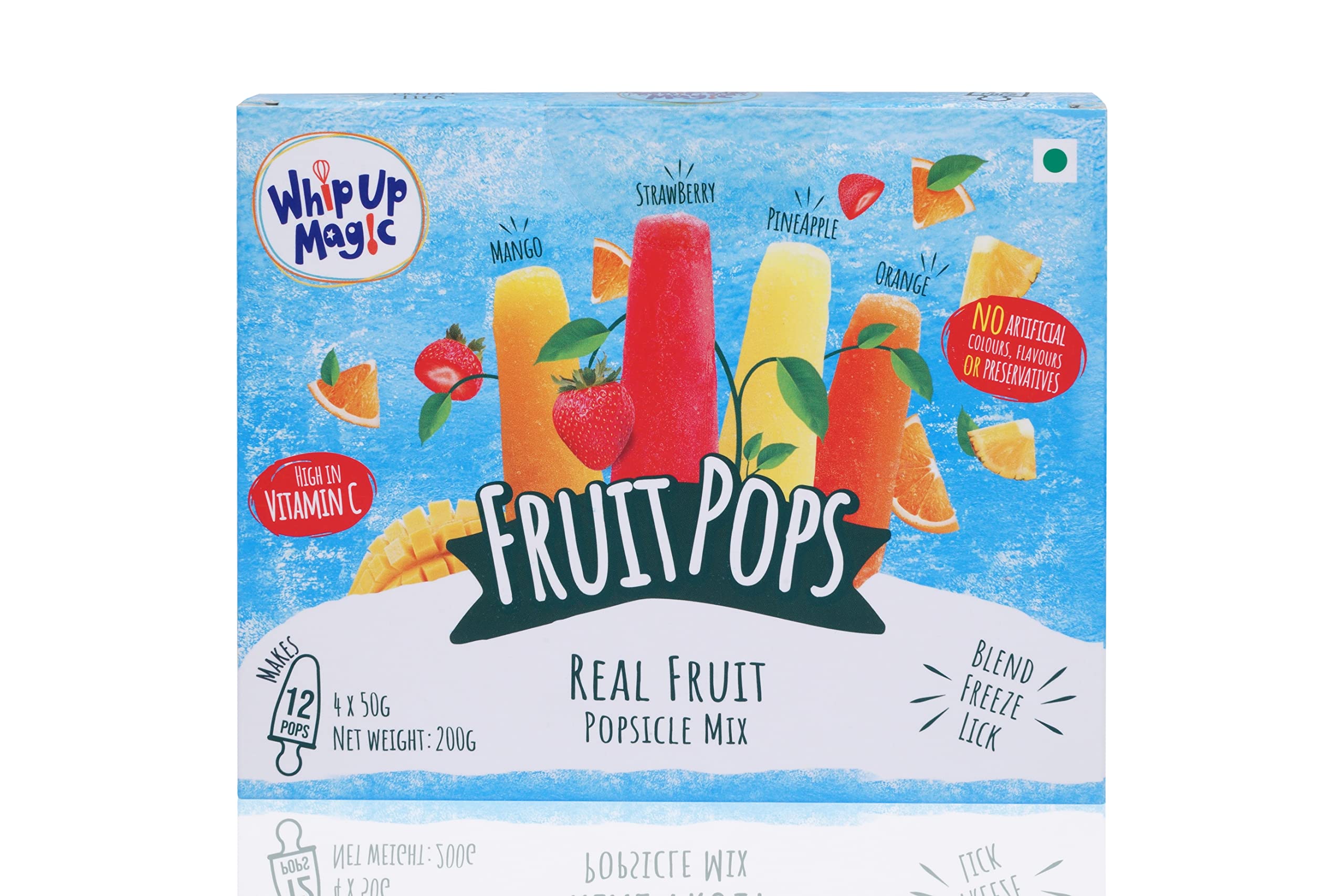 Whip Up Magic Real Fruit Popsicle Mix [Fun Activity for Kids 4-14 Years | 4 Flavours Makes 12 pops | Return Gifts]