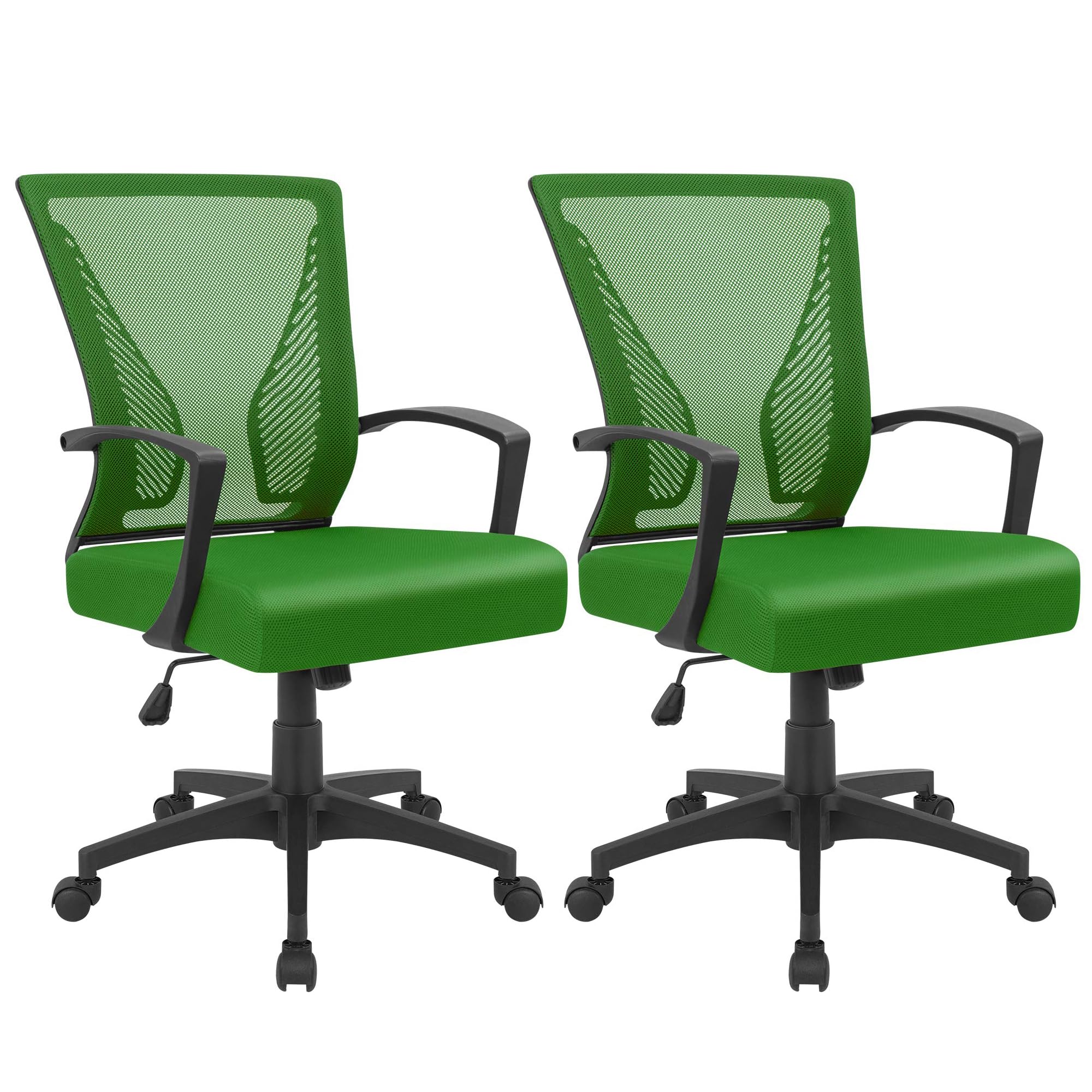 Furmax Office Chair Ergonomic Computer Desk Mesh Chair Mid Back Swivel Lumbar Support with Armrest (1, Black): 2 Green