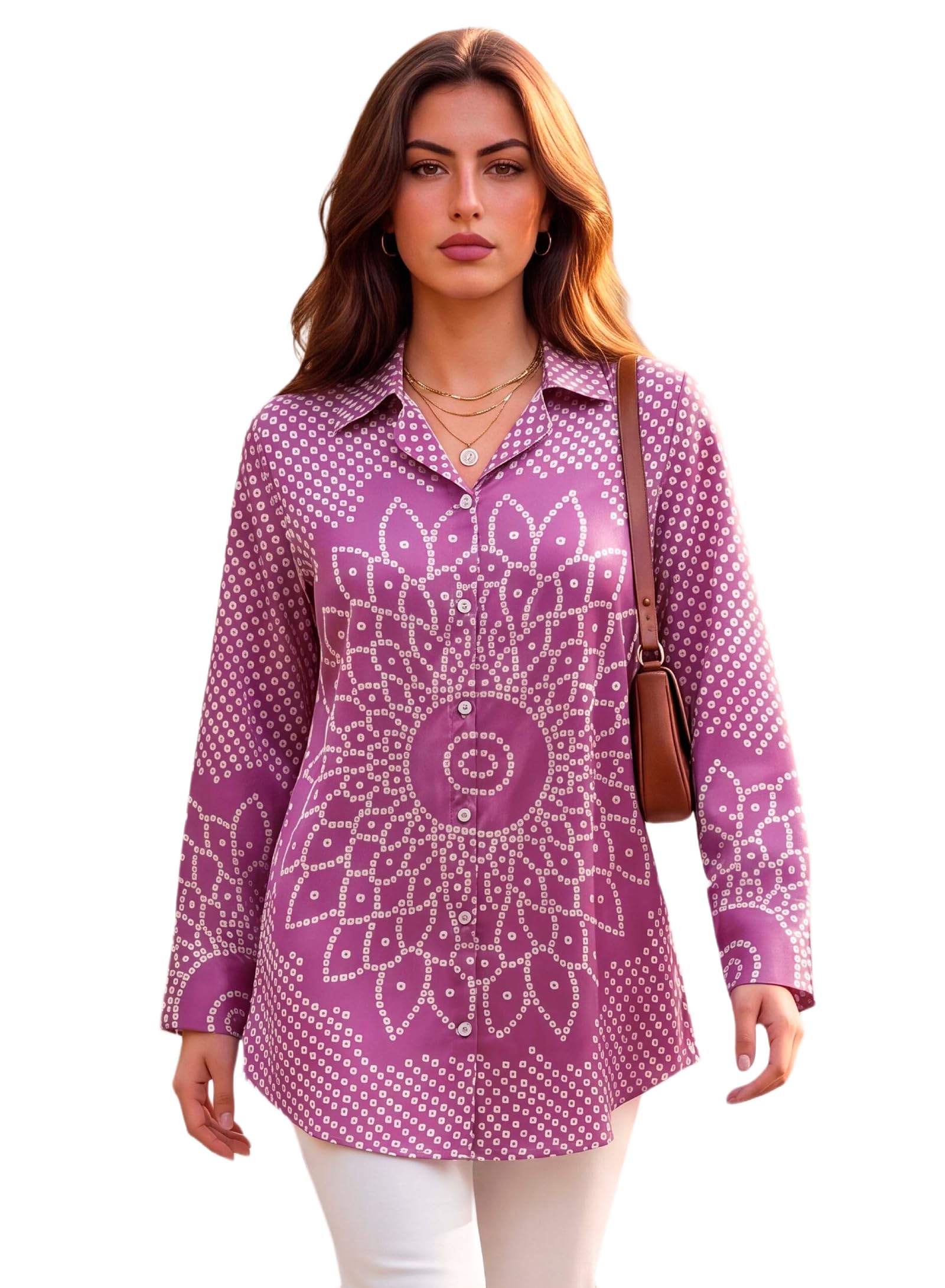 japnaam Women’s Printed Button-Down Tunic Shirt Top ||Comfortable Casual Wear Office Wear Top for Women-picture-56