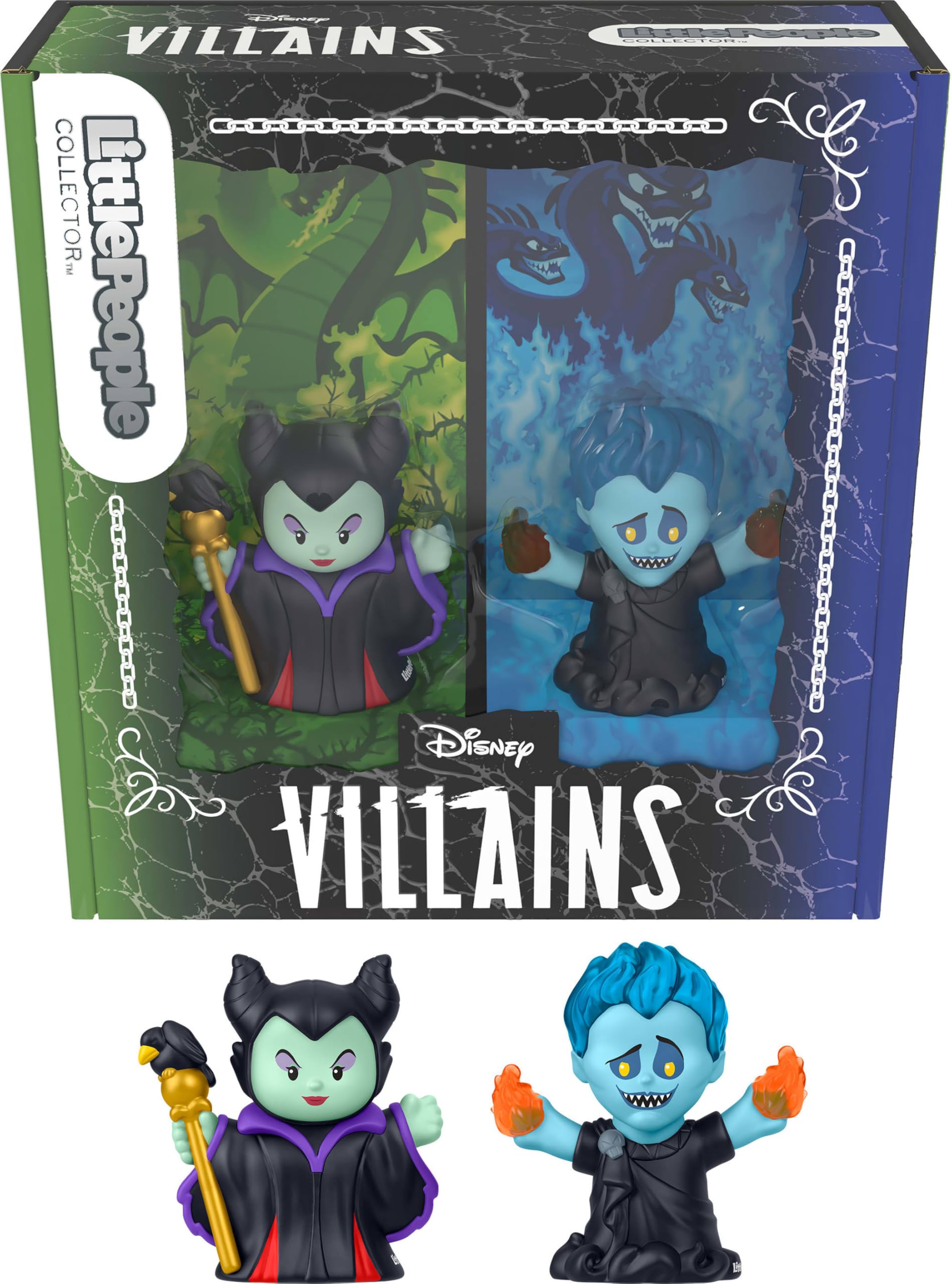 Fisher-Price Little People Collector Disney Villains Maleficent & Hades Special Edition Set for Movie Fans, 2 Figures in a Display Package