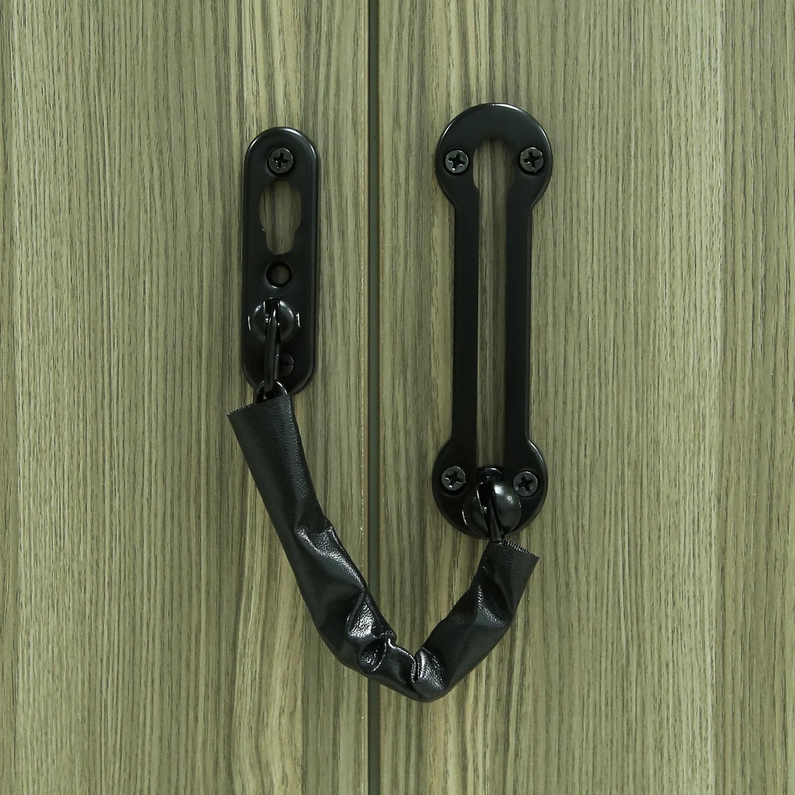 Cerradura de cadena puerta acero inoxidable, cerradura fundición, pestillo protector seguridad, herrajes for interior Adecuado para el dormitorio(Black)