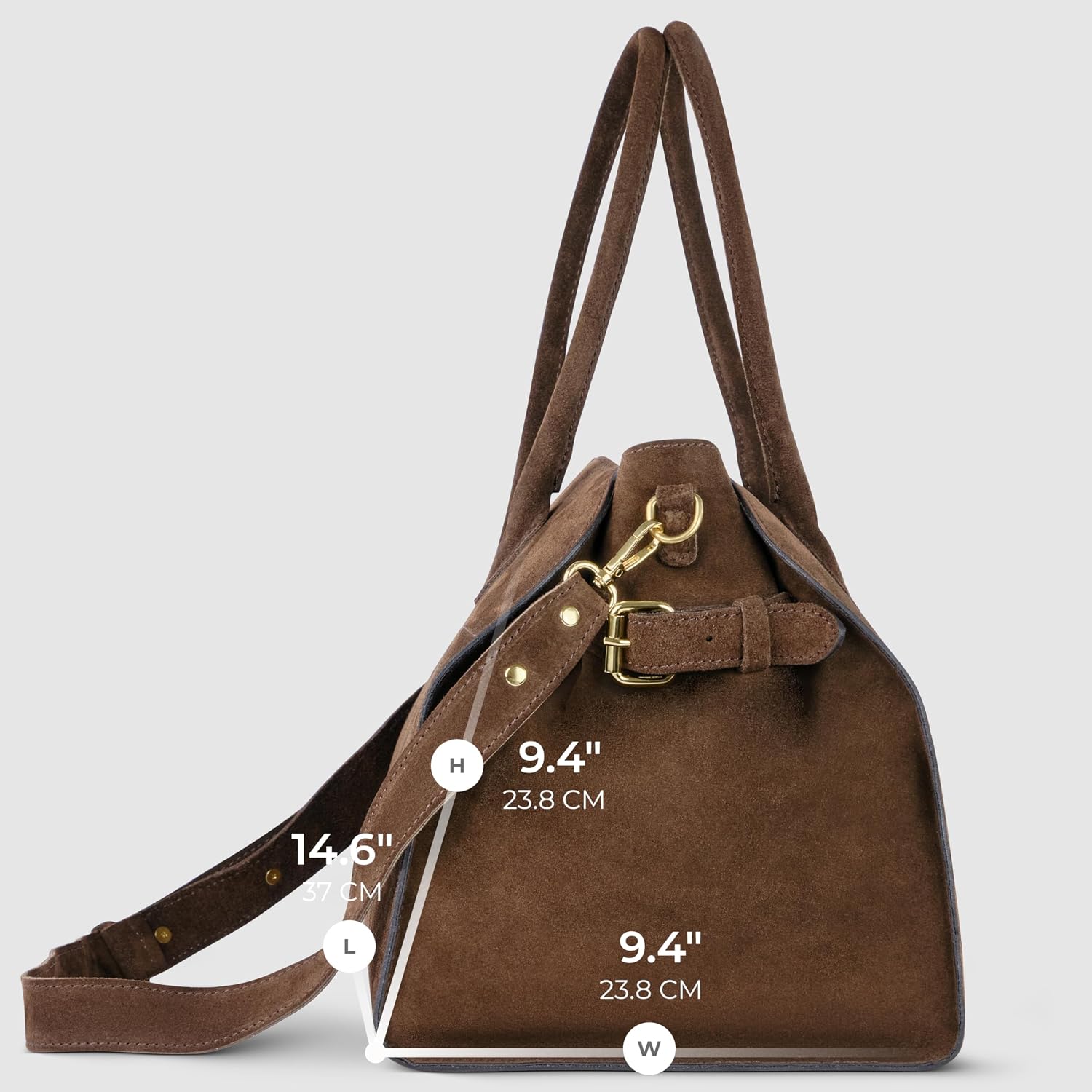 Italian Genuine Suede Top-Handle Bag for Women with Zip Closure & Detachable Strap | Elegant Shoulder Satchel Purse
