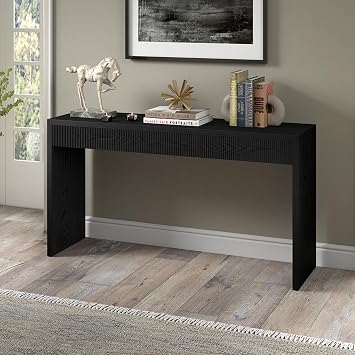 Henn&Hart 55 Fluted Modern Console Table, Sofa Table, Natural Black