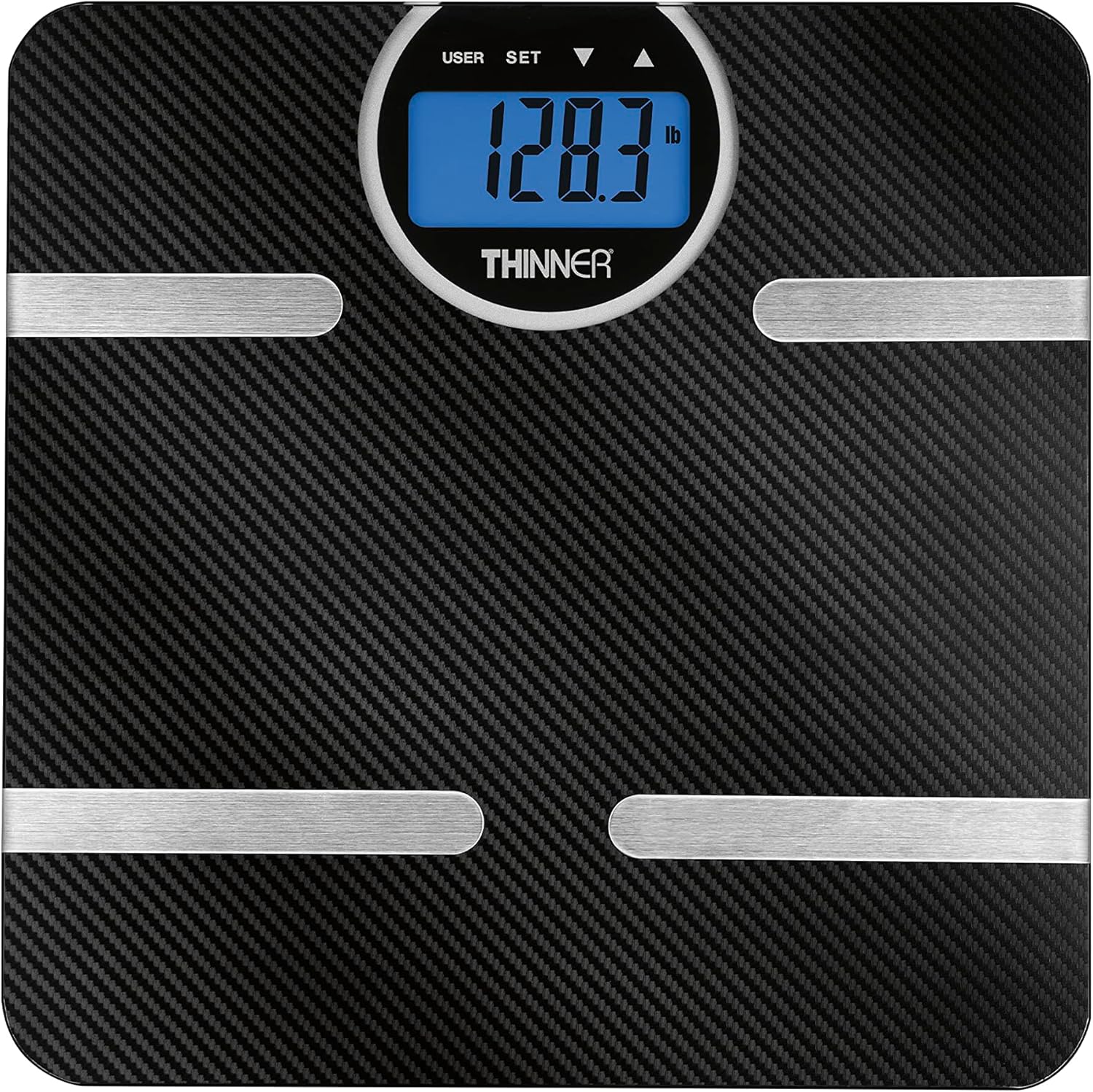 Thinner by Conair Scale for Body Weight, Digital Bathroom Scale with Body Fat, Muscle and BMI in Black