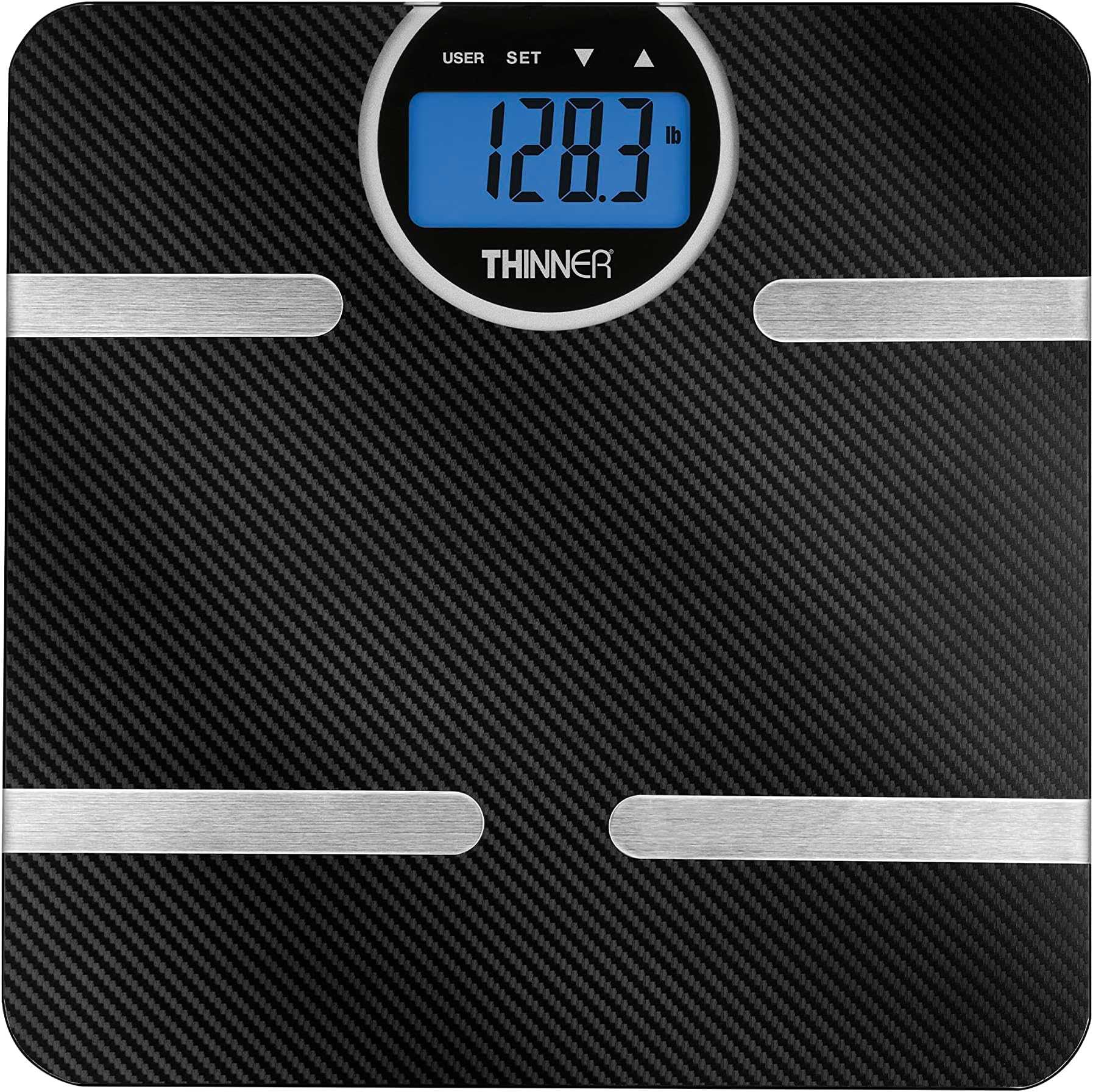 Thinner by Conair Scale for Body Weight, Digital Bathroom Scale with Body Fat, Muscle and BMI in Black