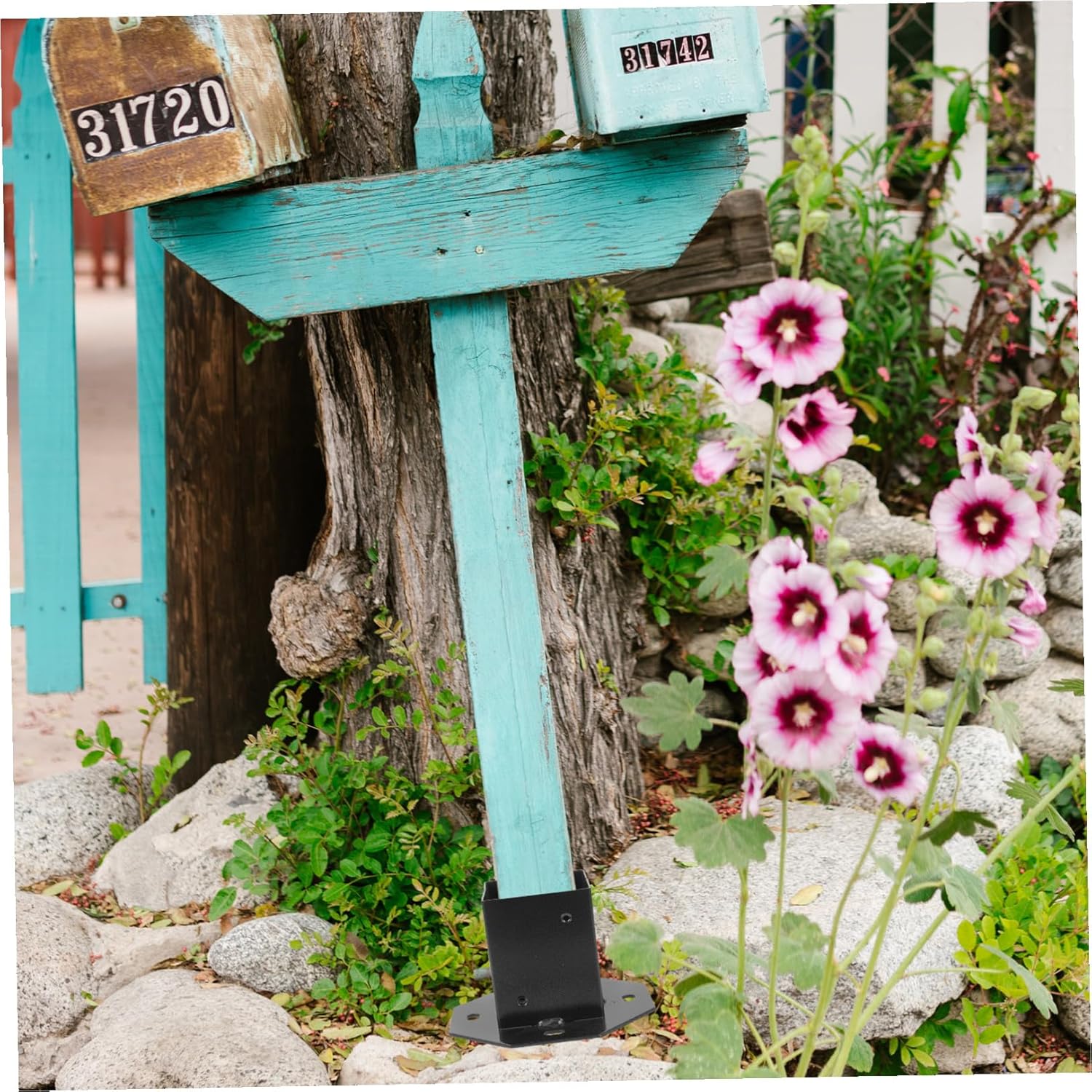 ARTIBETTER Mailbox Post Protector Weather-Resistant Wooden Bracket Sturdy Deck Post Base for Mailbox Support for Outdoor Use