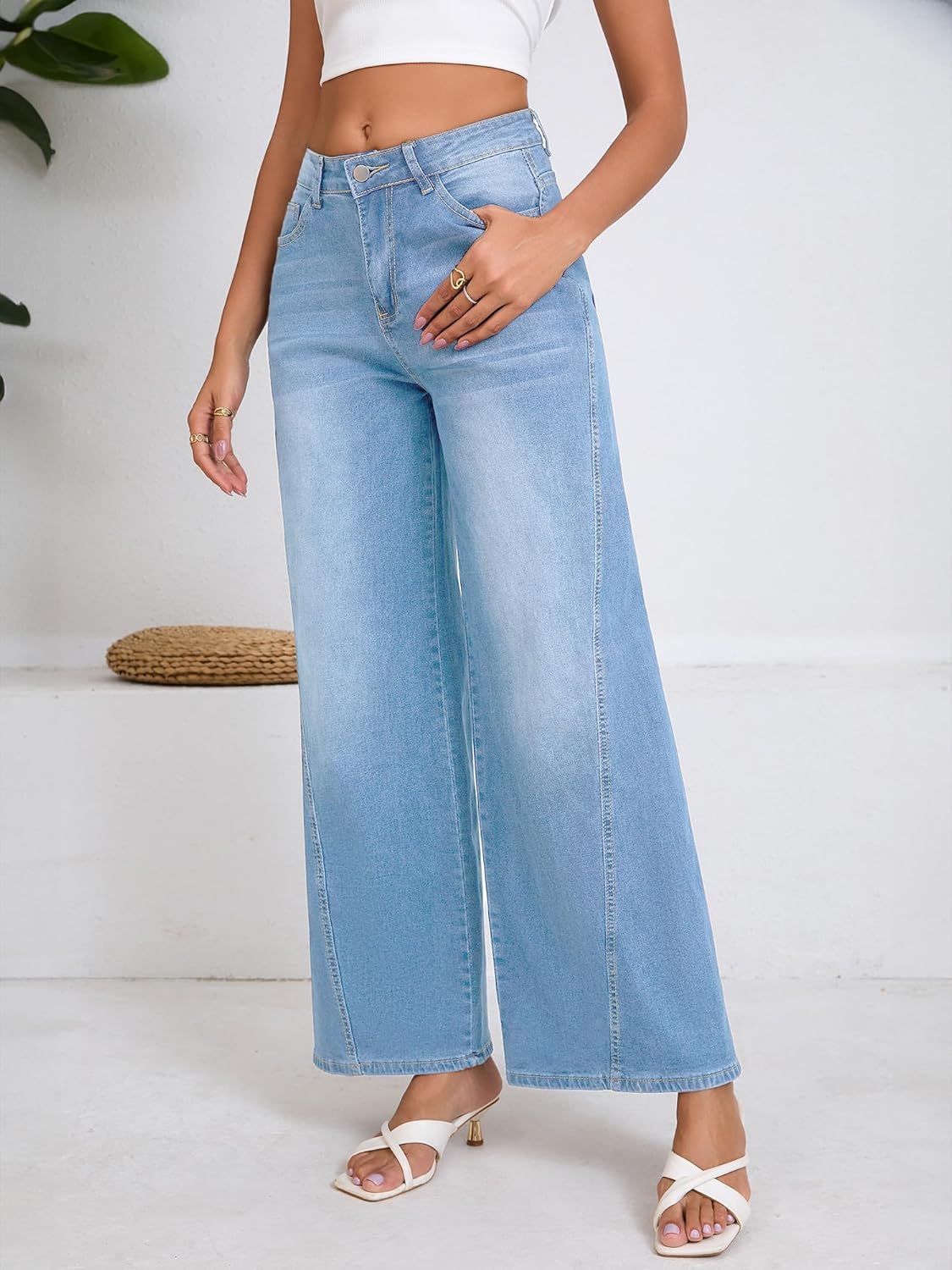 Women's Wide Leg Jeans High Waist Baggy Denim Pants - Image 3