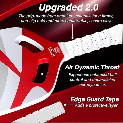 Miniatura 2 de Pala de pickleball prémium 3K + fibra de carbono T700, 0.63 pulgadas de grosor, garganta abierta al aire, giro y control mejorados, diseño sin