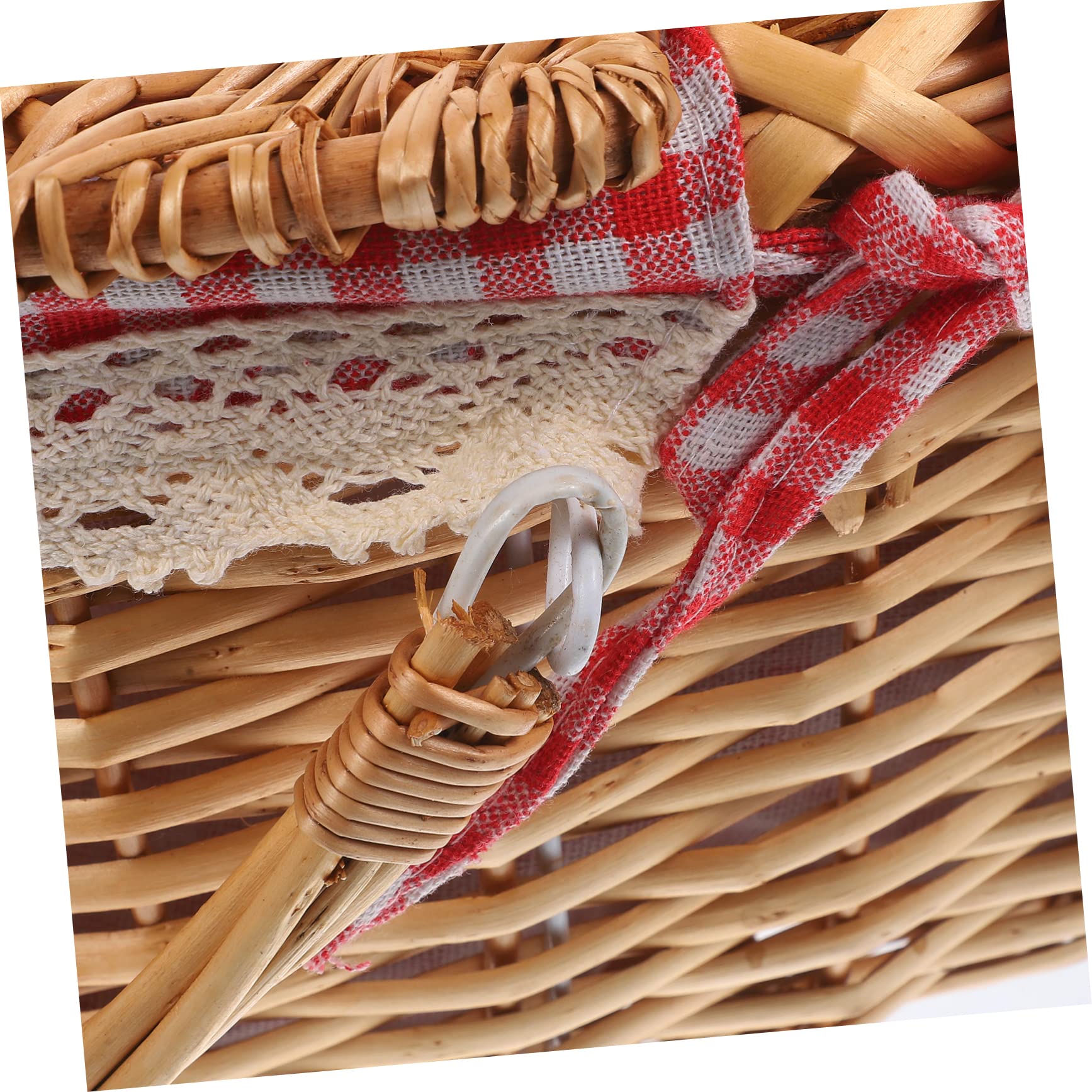 Happyyami Cestino da Picnic in Vimini Naturale con Doppia Maniglia e Coperchio Basket Intrecciato Rustico per Picnic all Aperto Campeggio Conservazione di Frutta e Verdura Dimensioni