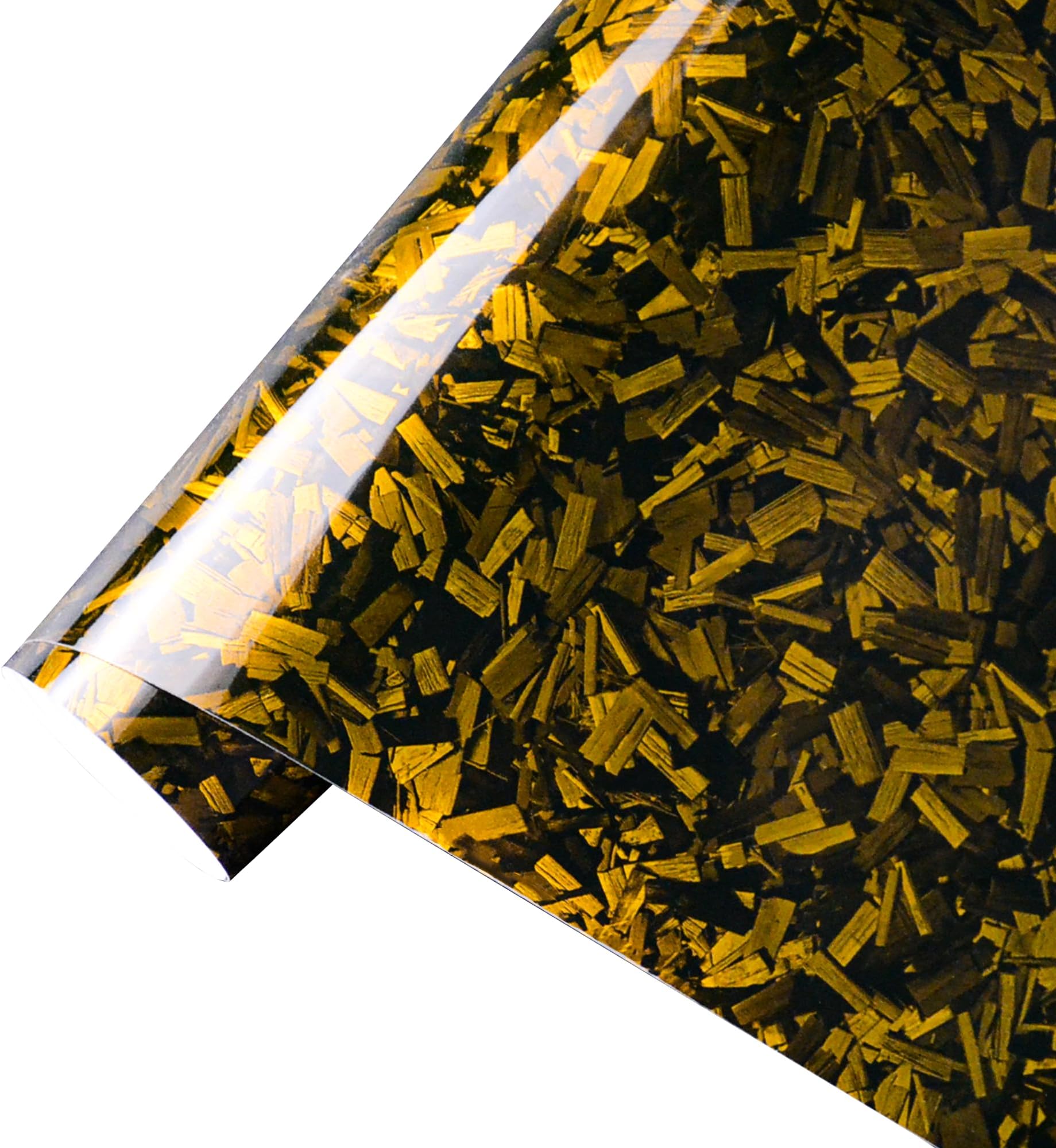Lypumso Yellow Forged Carbon Fiber Vinyl Wraps, High Gloss Wraps Car DIY Decal Films Sheets with Air Release Technology, Vehicle Interior Exterior Waterproof Protection Stickers 1ft x 5ft