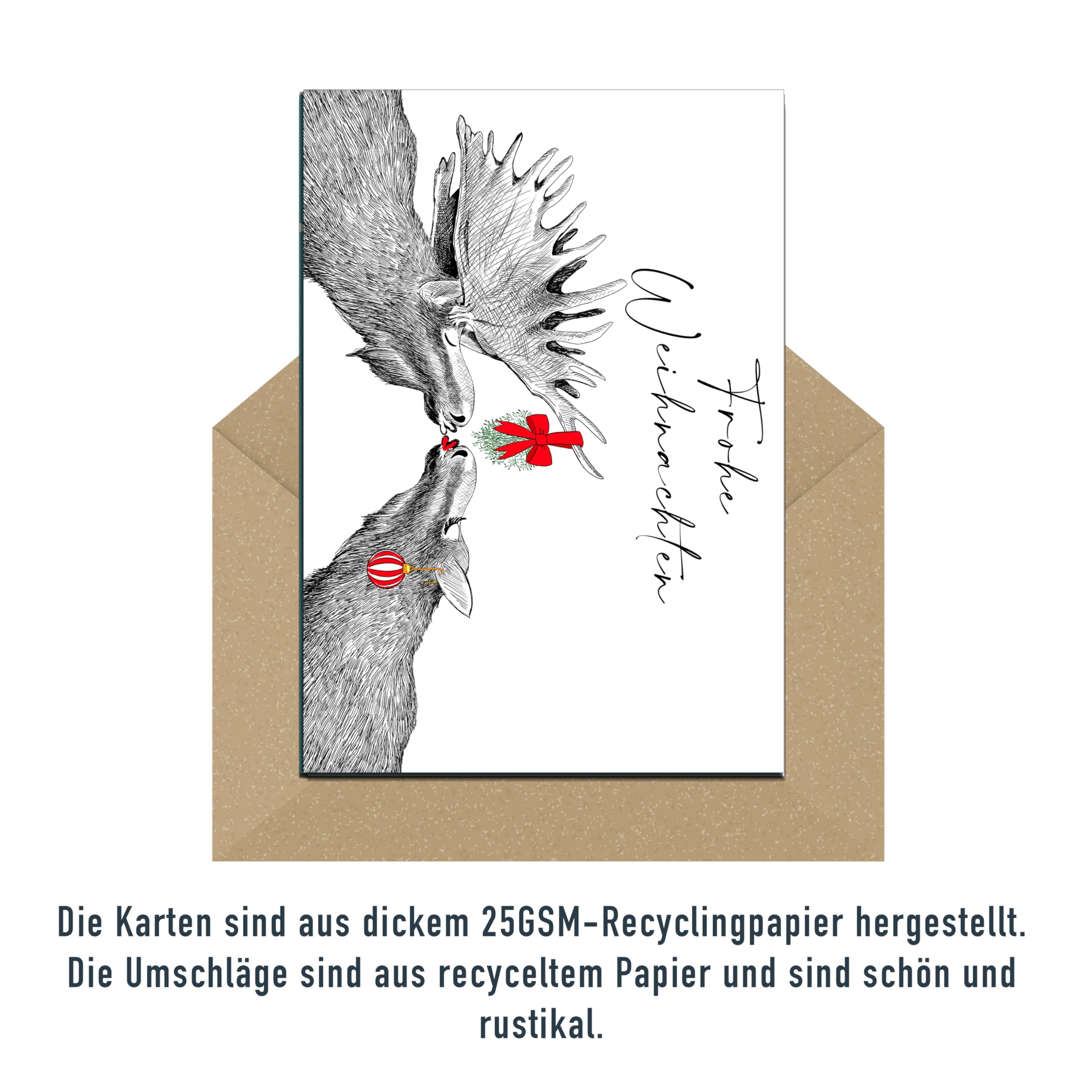 Tiermotive Weihnachtskarten 30 Weihnachtskarten Mit Tieren - 6 Designs  Kraftpapier Umschläge Made In Germany 30 Klappkarten Mit Umschlägen, image size:2560x2560