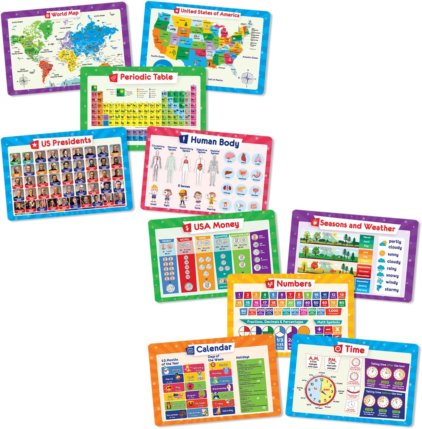 10 Kids Placemats: 2 Packs of 5 Simply Magic Placemats for Kids